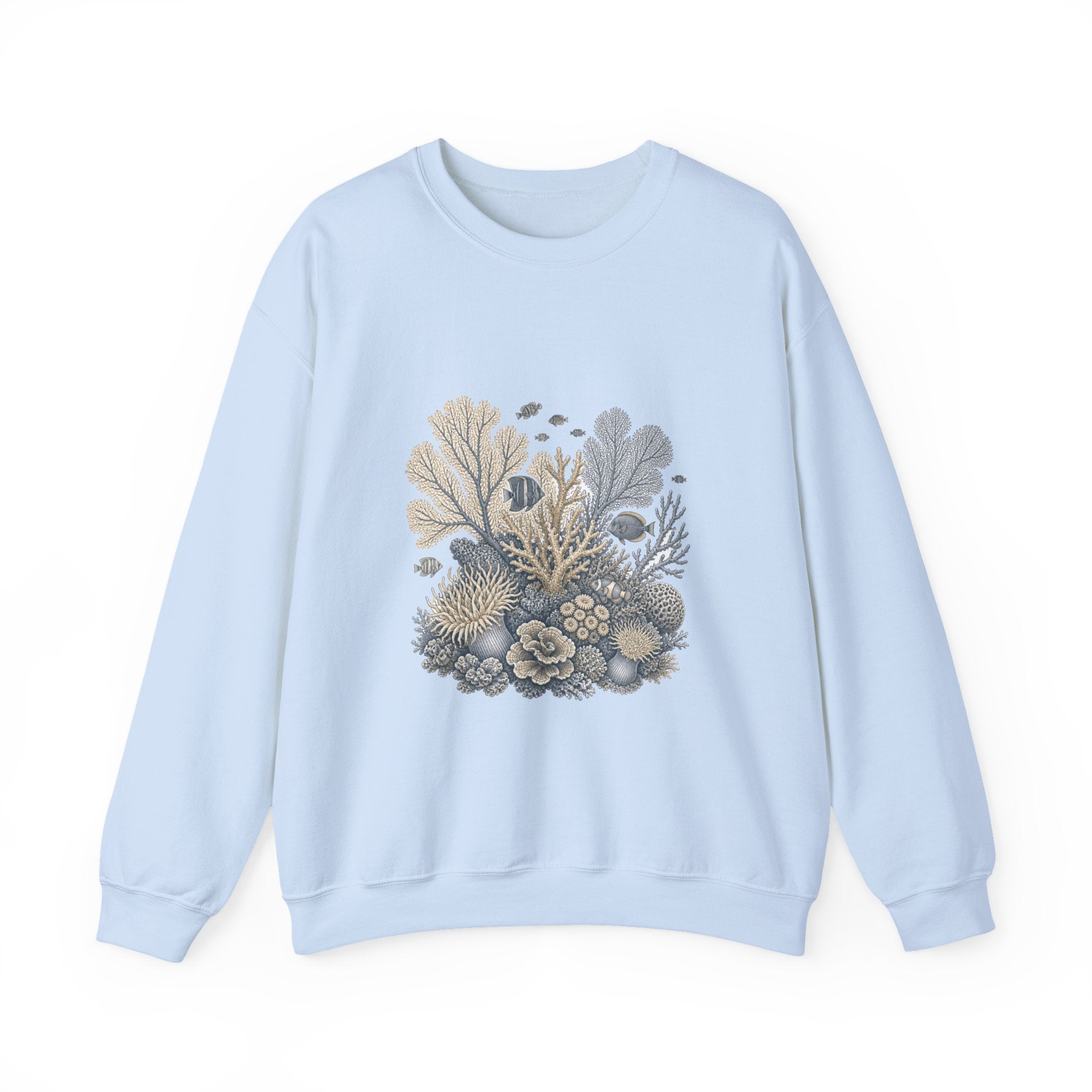 Matching Couple Sweatshirt - Coral Reef & Deep Sea Matching Couple Premium Fleece Sweatshirt Vintage Art His Hers Honeymoon Gift - Design A