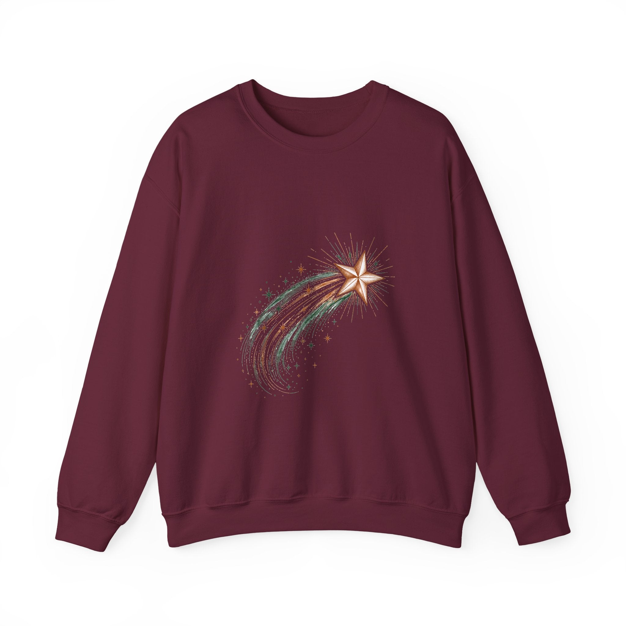 Matching Couple Sweatshirt - Shooting Star & North Star Matching Couple Comfort Colors Crew Hand-Drawn Art His Hers Anniversary Gift - Design A