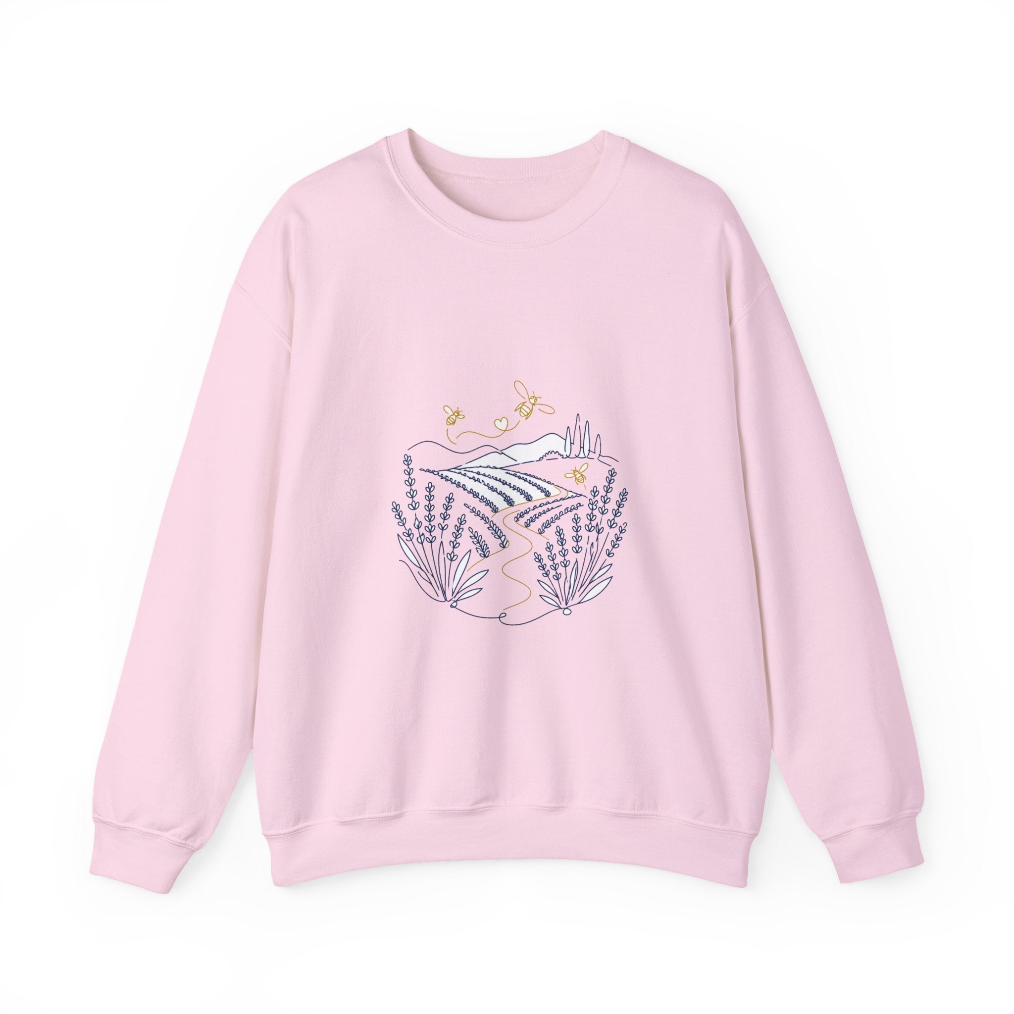Matching Couple Sweatshirt - Lavender Fields & Canyon Matching Couple Crewneck Sweatshirt Minimalist Art His Hers Valentine Gift - Design A