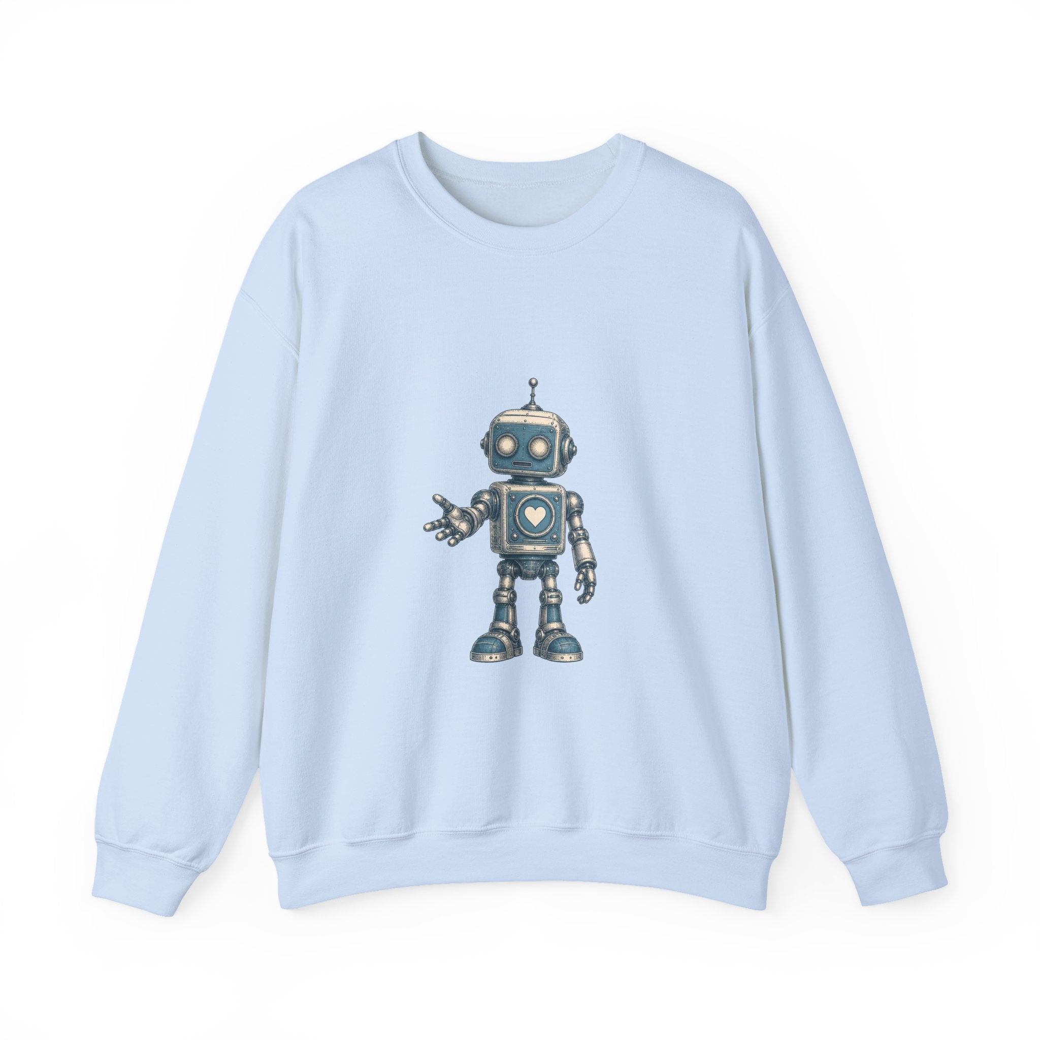 Matching Couple Sweatshirt - Robot & Heart Matching Couple Premium Fleece Sweatshirt Vintage Art His Hers Honeymoon Gift - Design A