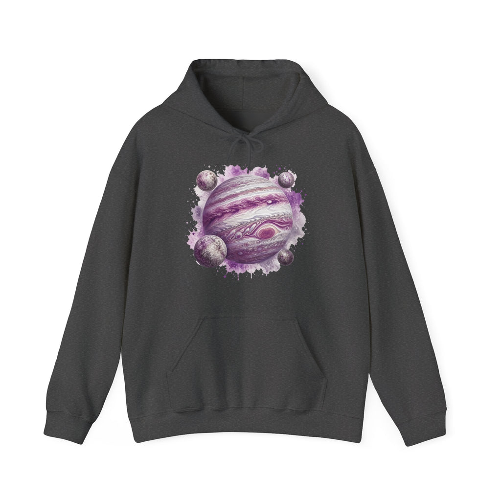 Matching Couple Sweatshirt - Saturn & Jupiter Matching Couple Hooded Sweatshirt Watercolor Art His Hers Engagement Gift - Design B