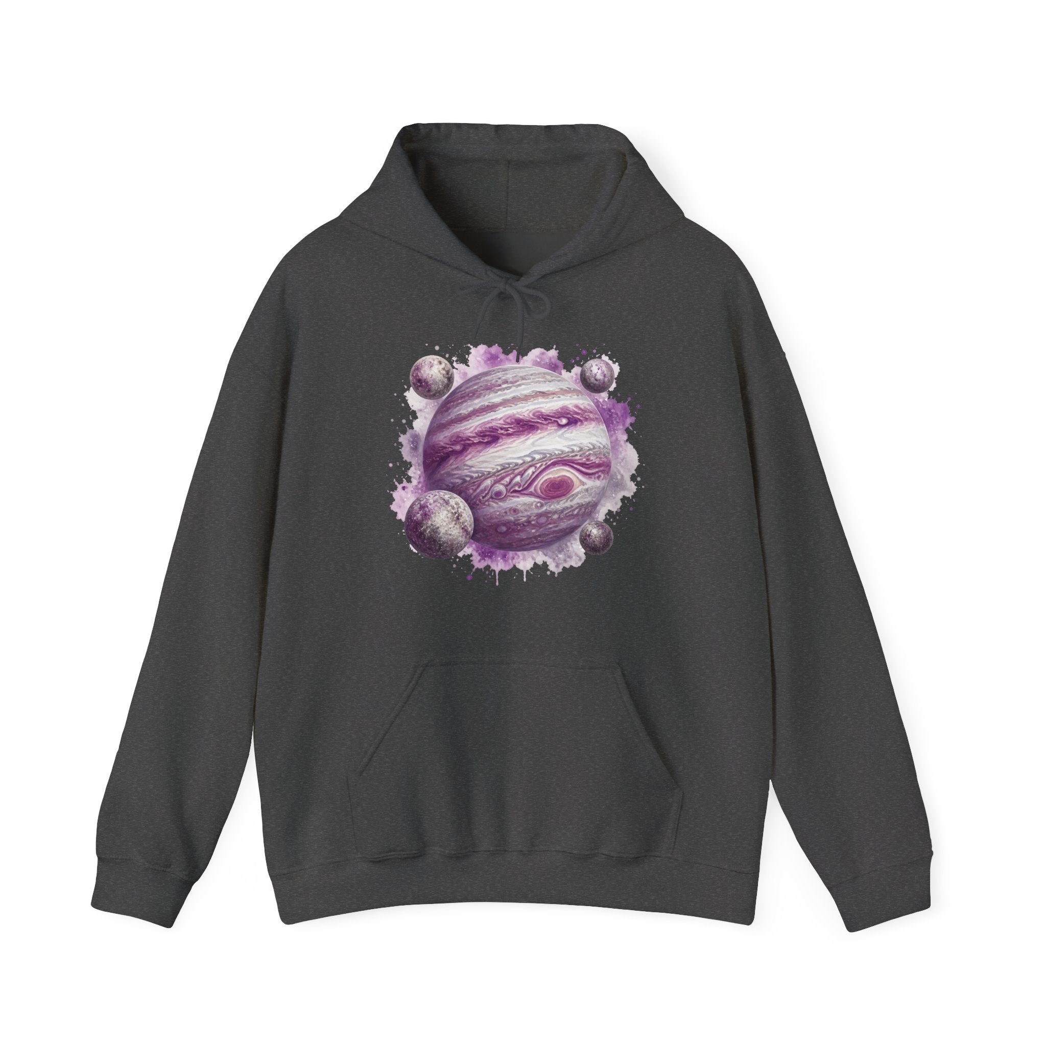 Matching Couple Sweatshirt - Saturn & Jupiter Matching Couple Hooded Sweatshirt Watercolor Art His Hers Engagement Gift - Design B