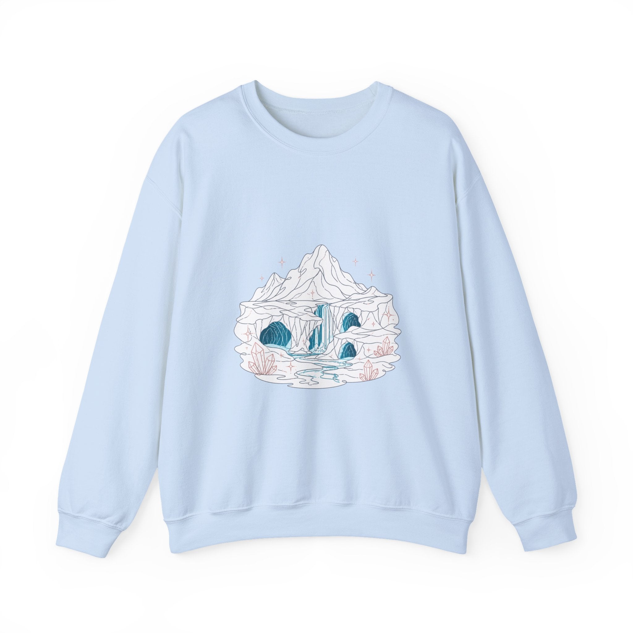 Matching Couple Sweatshirt - Volcano & Glacier Matching Couple Premium Fleece Sweatshirt Minimalist Art His Hers Christmas Gift - Design B
