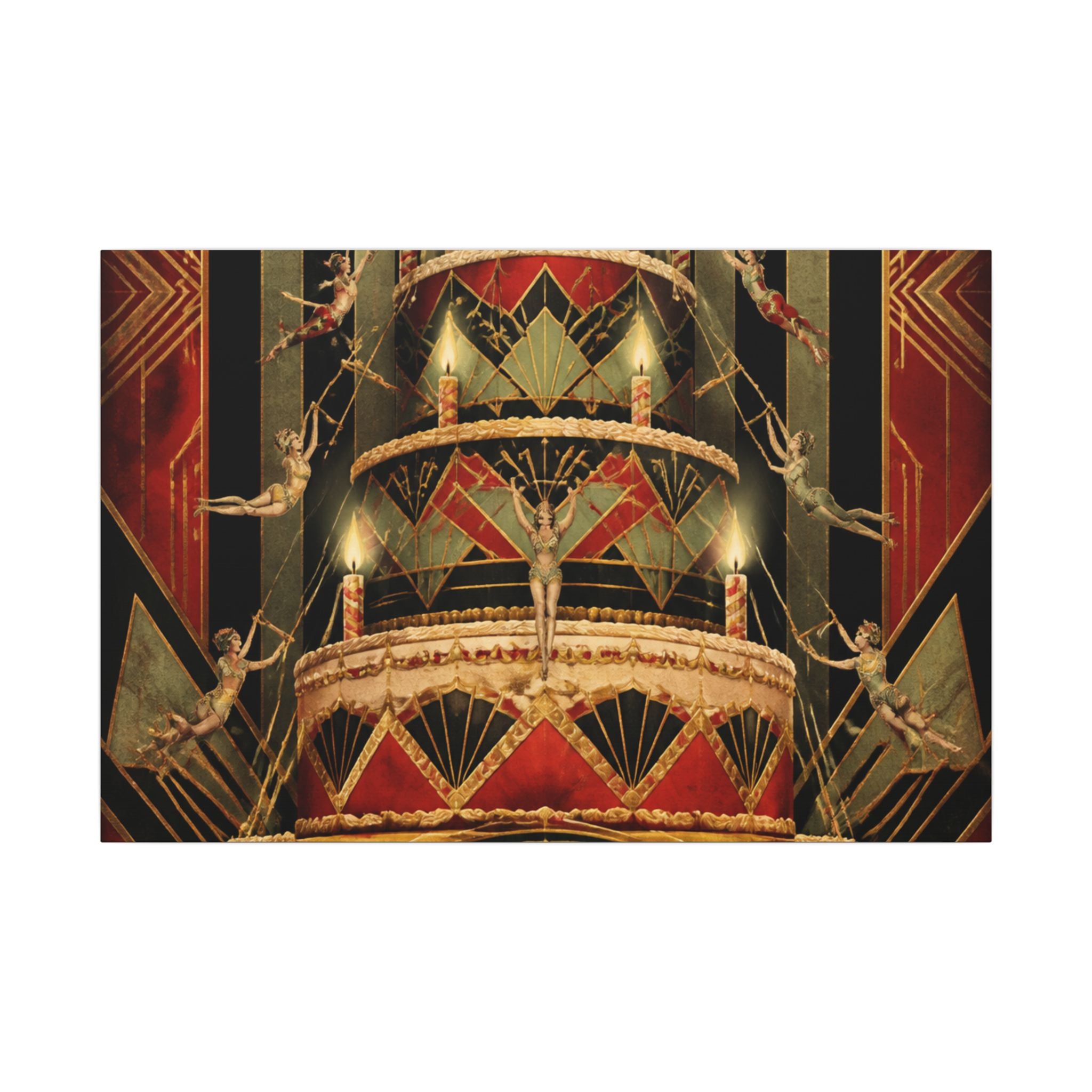 Birthday Cake Trapeze Wall Art Canvas 24×36 Art Deco Bar Area Decor Maximalist Print