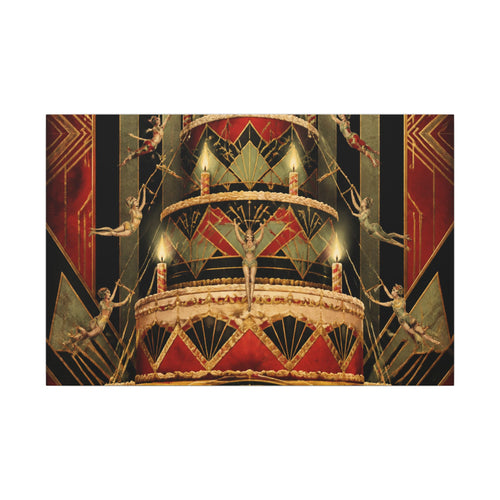 Birthday Cake Trapeze Wall Art Canvas 24×36 Art Deco Bar Area Decor Maximalist Print