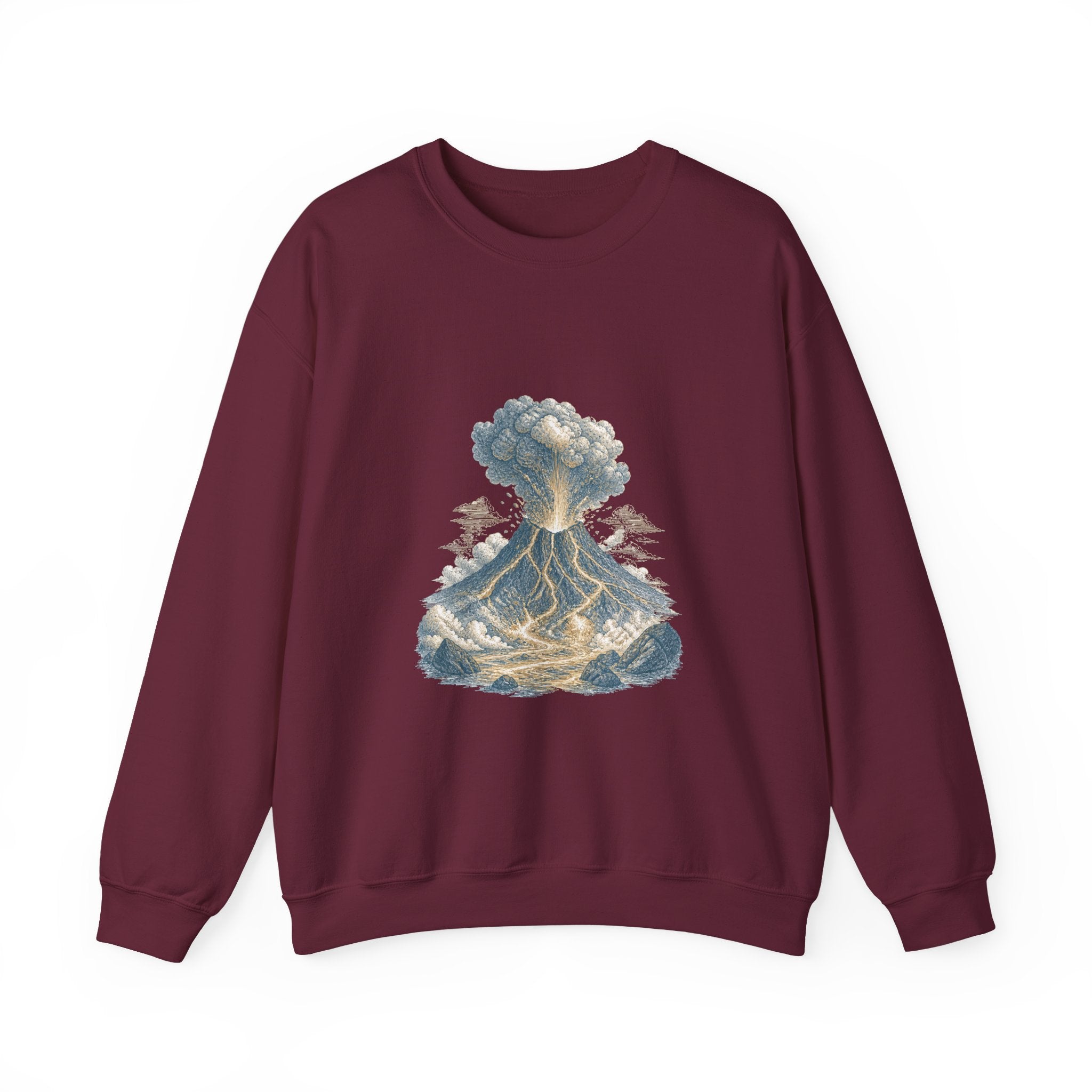 Matching Couple Sweatshirt - Volcano & Glacier Matching Couple Premium Fleece Sweatshirt Vintage Art His Hers Honeymoon Gift - Design A