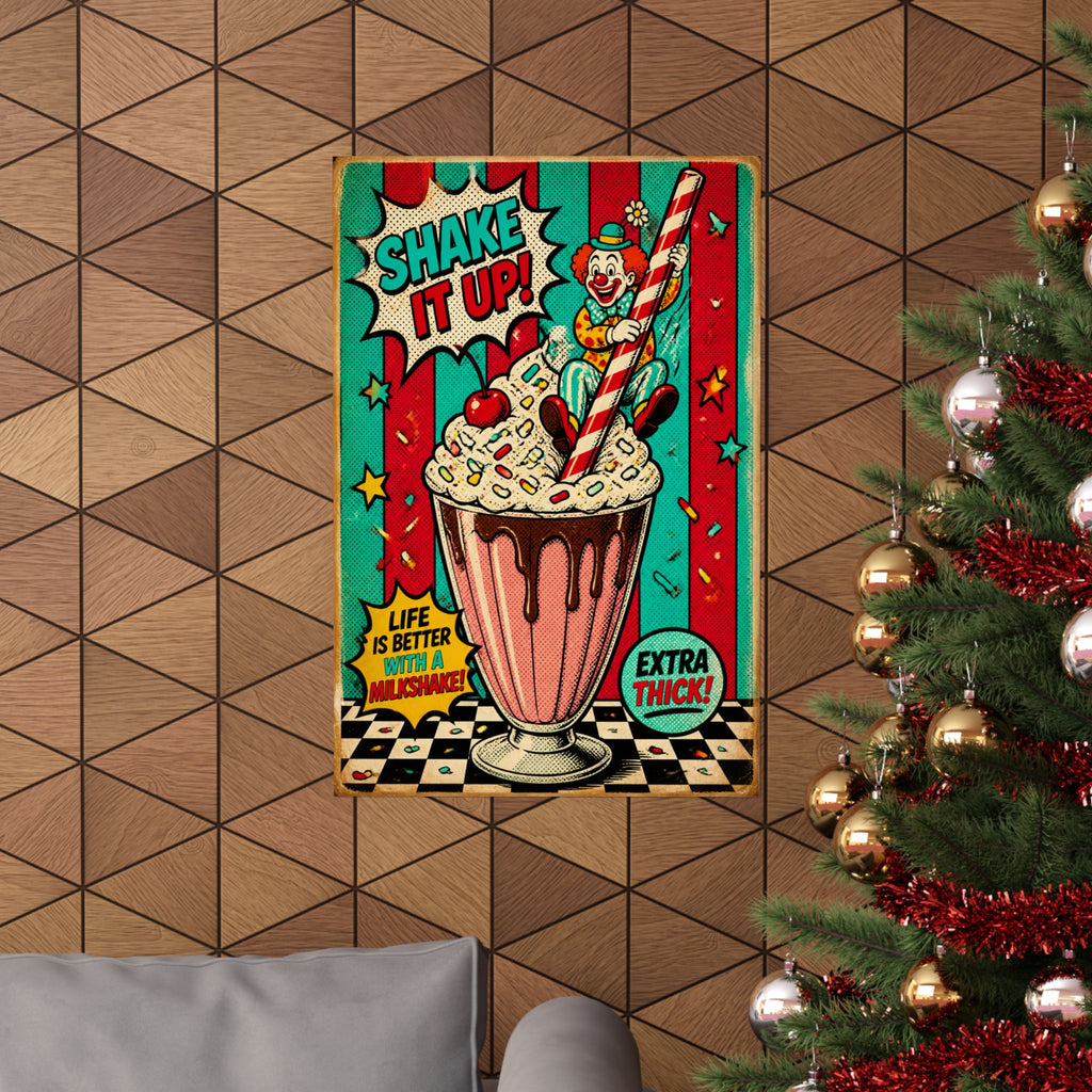 Milkshake Slide Clown Wall Art Poster 18×24 Pop Art Living Room Decor Maximalist Print