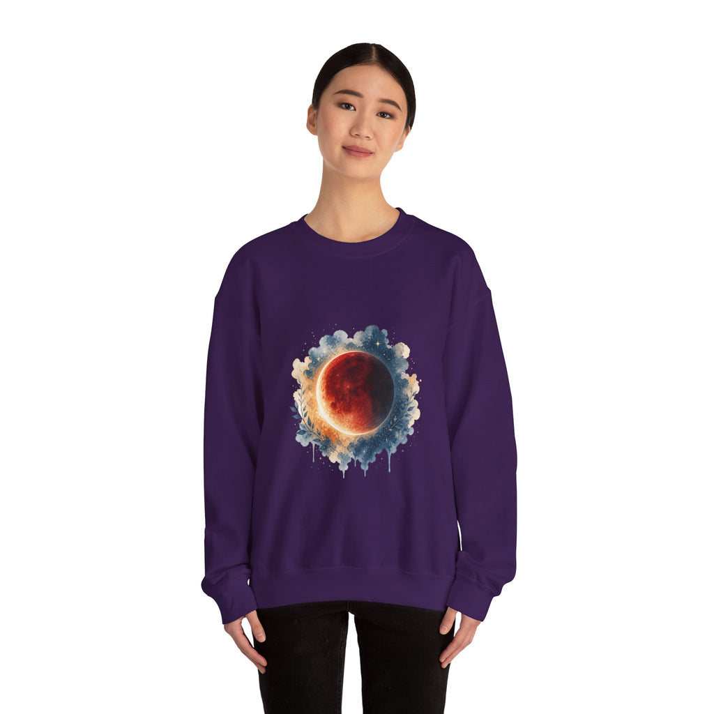 Matching Couple Sweatshirt - Solar & Lunar Eclipse Matching Couple Comfort Colors Crew Watercolor Art His Hers Birthday Gift - Design B