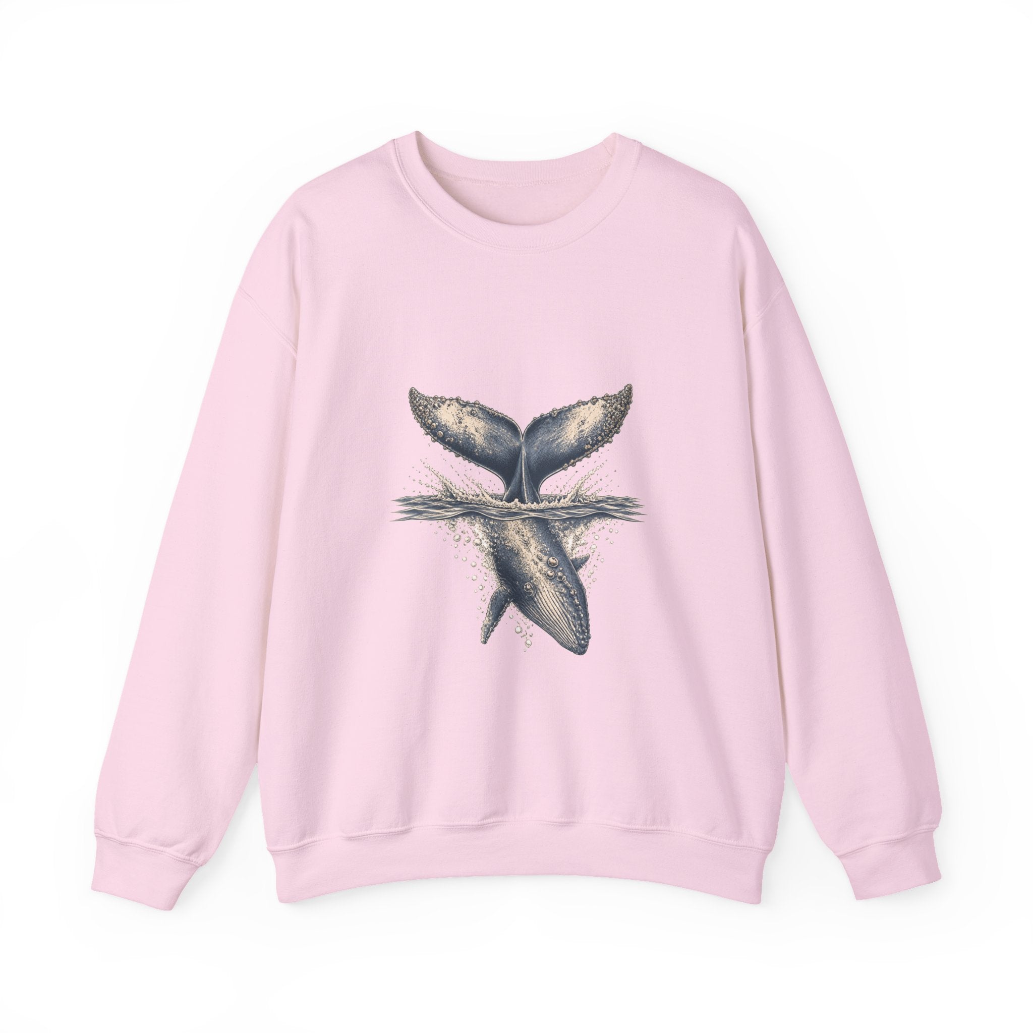 Matching Couple Sweatshirt - Eagle & Whale Matching Couple Crewneck Sweatshirt Hand-Drawn Art His Hers Best Friend Gift - Design B