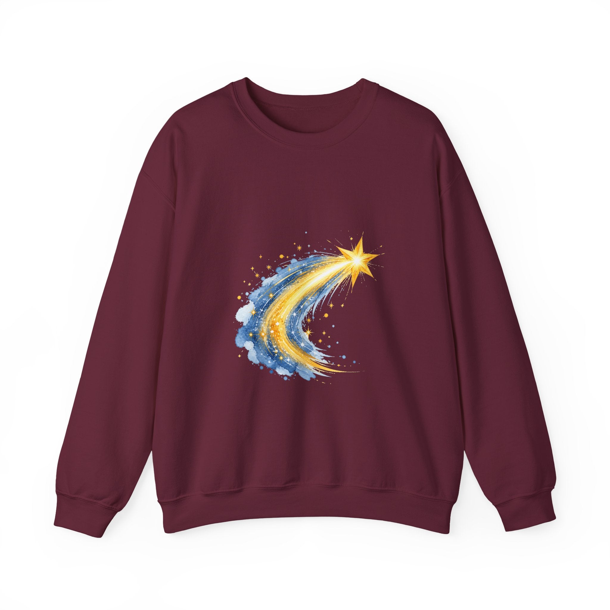 Matching Couple Sweatshirt - Shooting Star & North Star Matching Couple Comfort Colors Crew Watercolor Art His Hers Birthday Gift - Design A