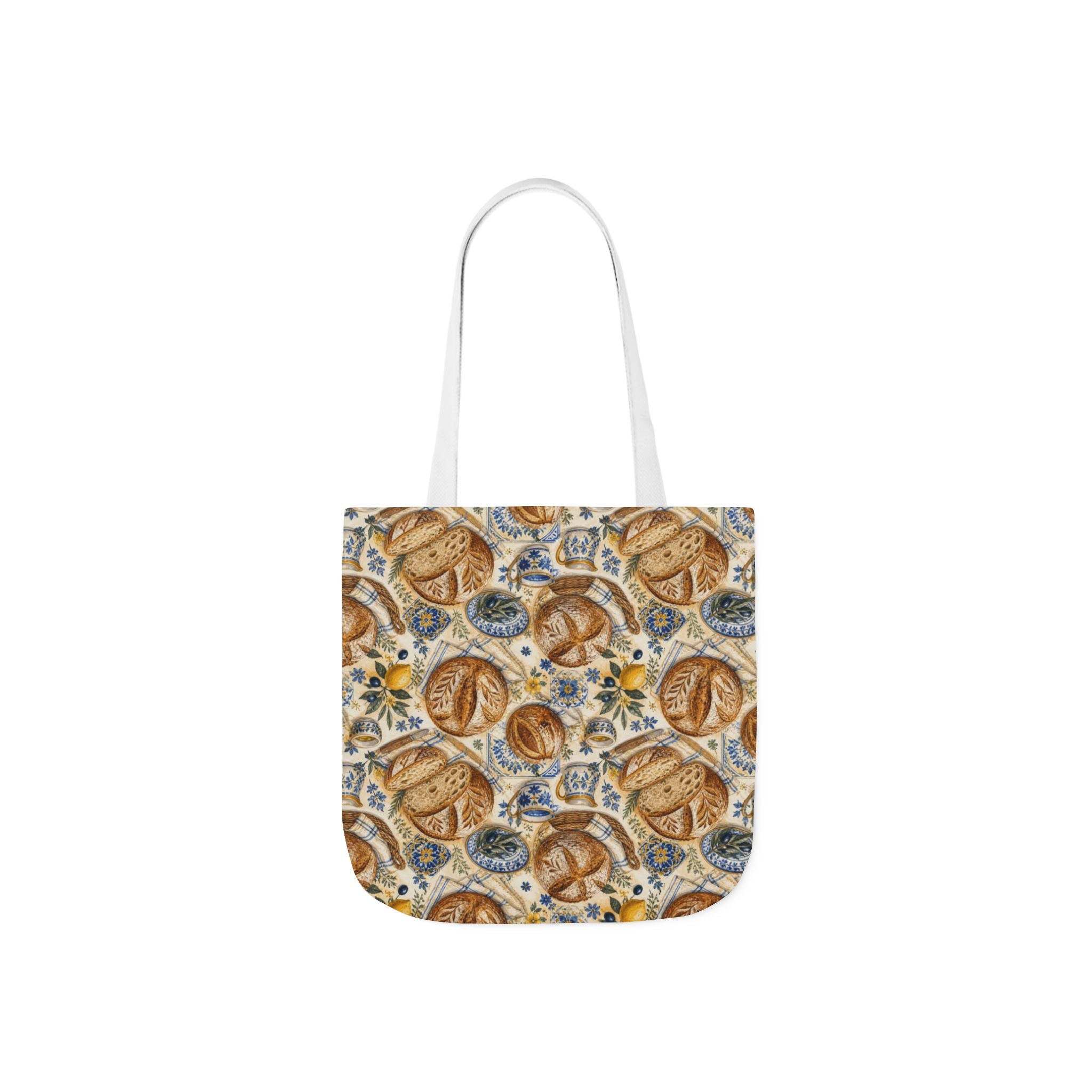 Rustic Sourdough Bread Canvas Tote Bag Mediterranean Kitchen Watercolor Design Italian Cottagecore Gift