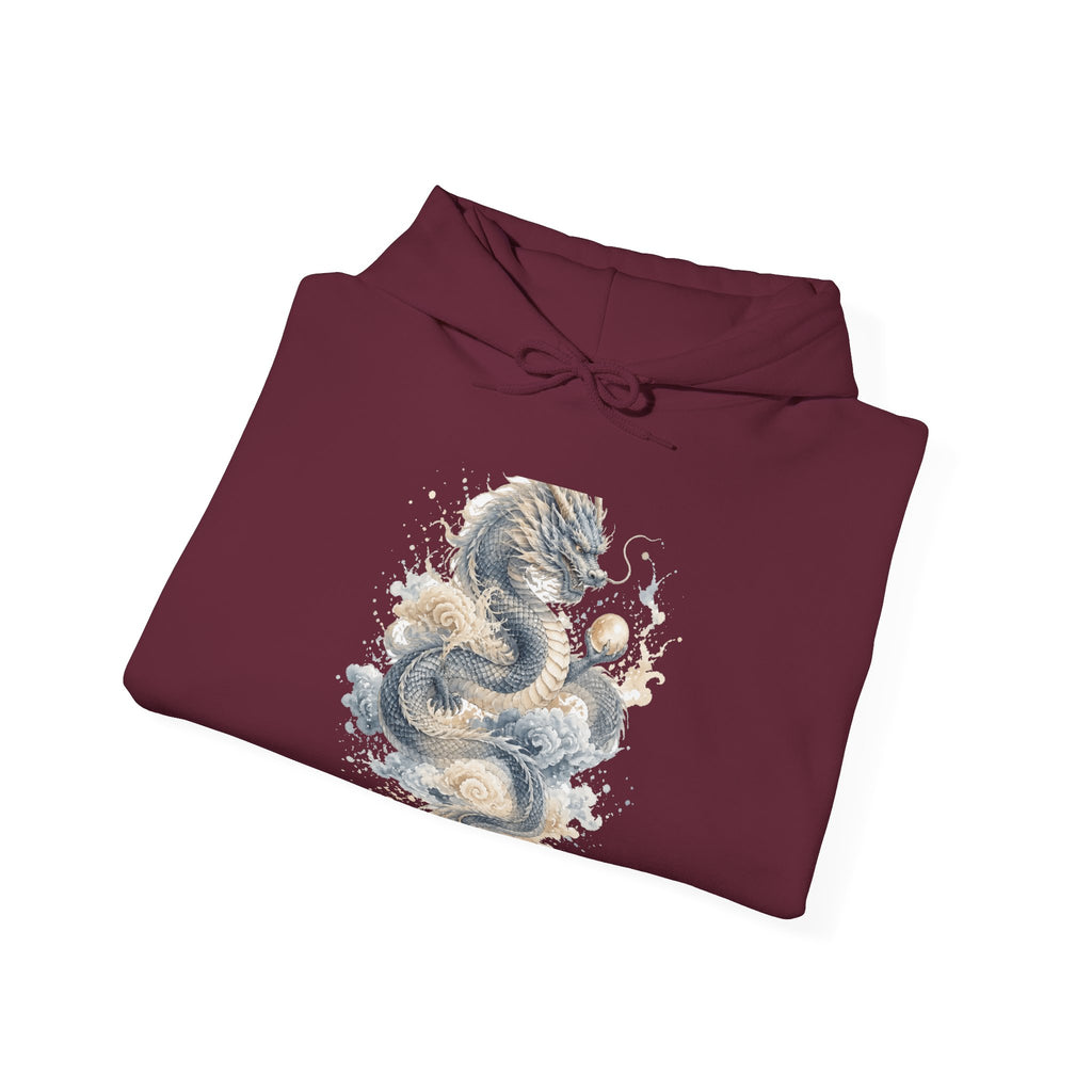 Matching Couple Sweatshirt - Dragon & Phoenix Matching Couple Hooded Sweatshirt Watercolor Art His Hers Engagement Gift - Design A