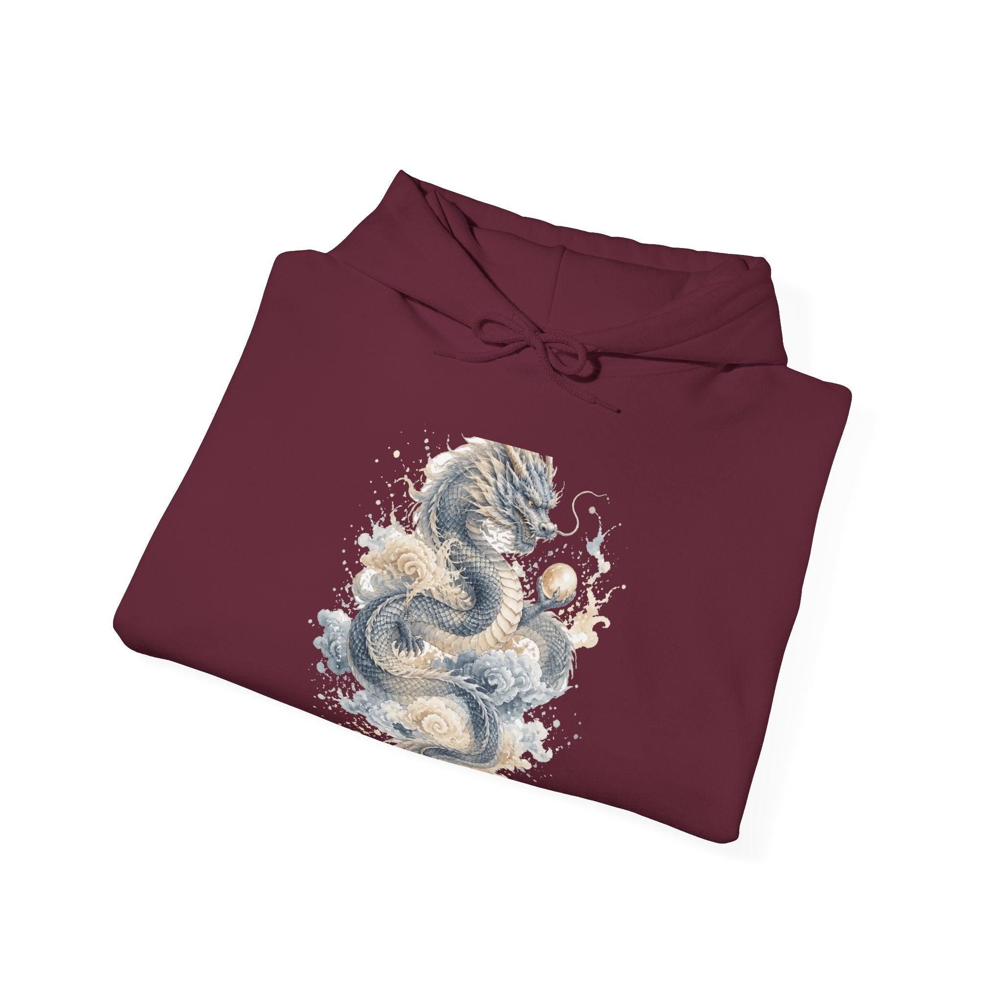 Matching Couple Sweatshirt - Dragon & Phoenix Matching Couple Hooded Sweatshirt Watercolor Art His Hers Engagement Gift - Design A
