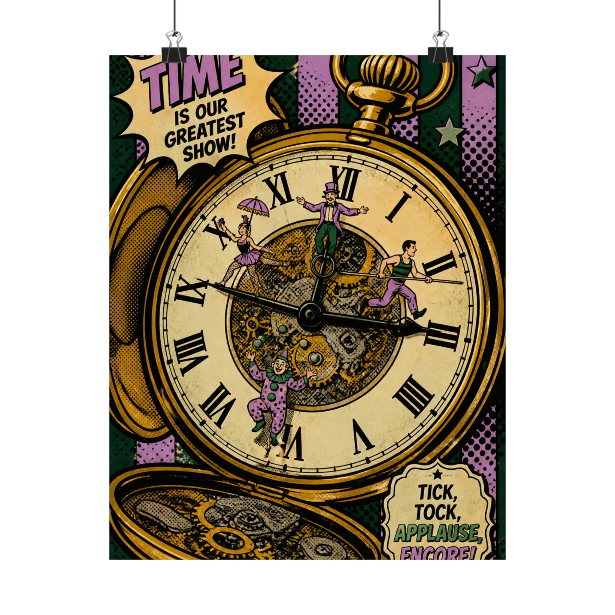 Pocket Watch Performers Wall Art Poster 24×36 Pop Art Restaurant Decor Maximalist Print