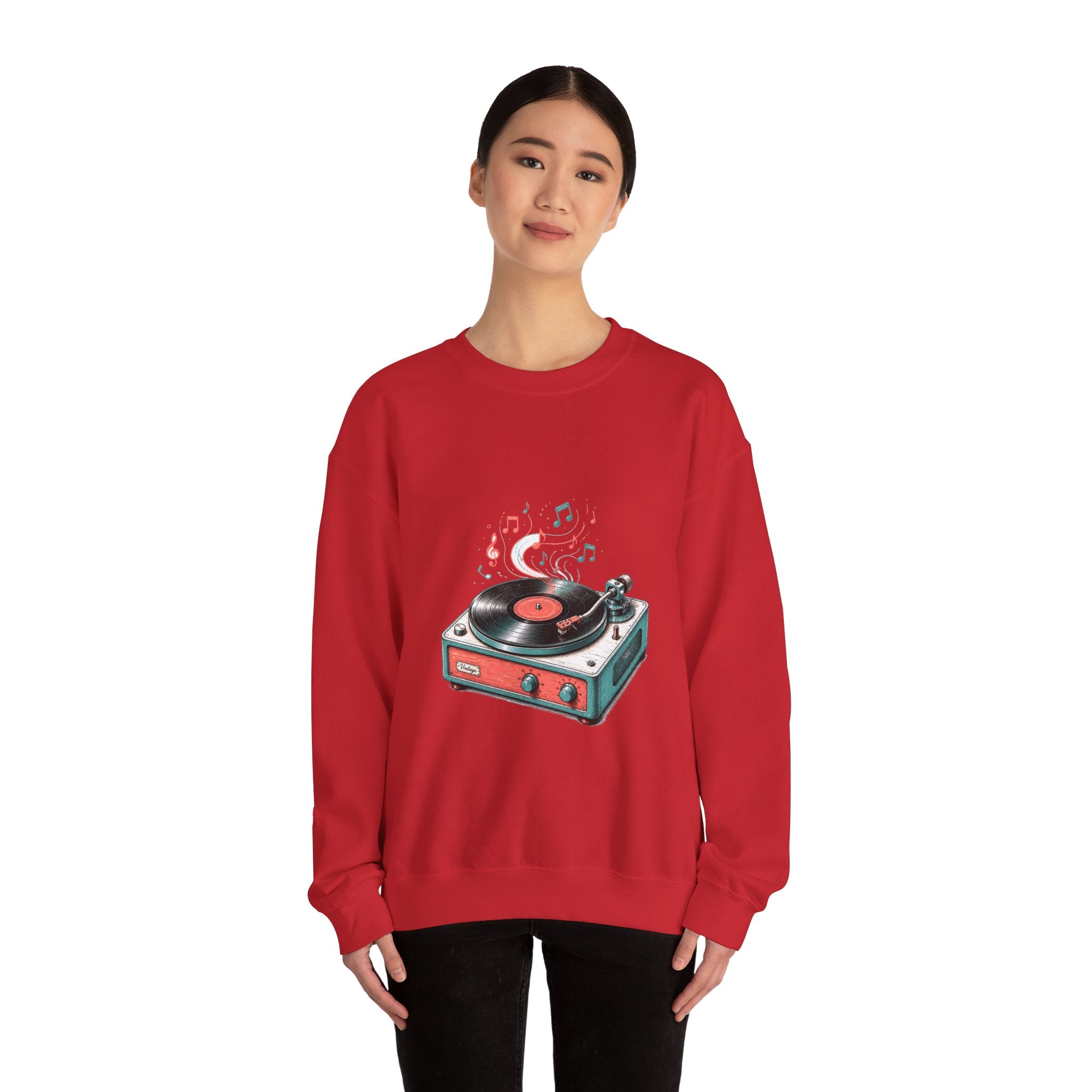 Matching Couple Sweatshirt - Vinyl & Cassette Matching Couple Comfort Colors Crew Hand-Drawn Art His Hers Anniversary Gift - Design A