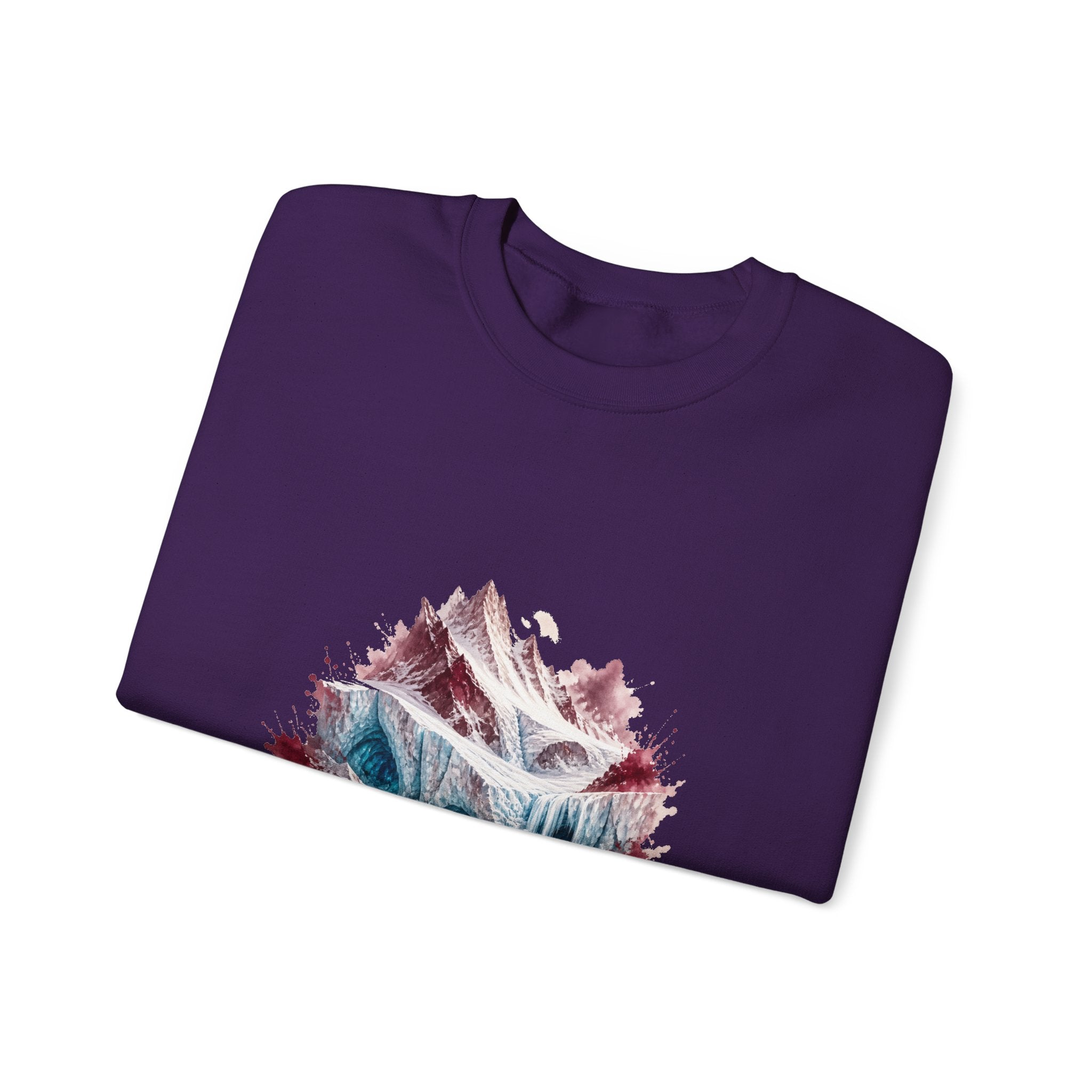 Matching Couple Sweatshirt - Volcano & Glacier Matching Couple Comfort Colors Crew Watercolor Art His Hers Birthday Gift - Design B