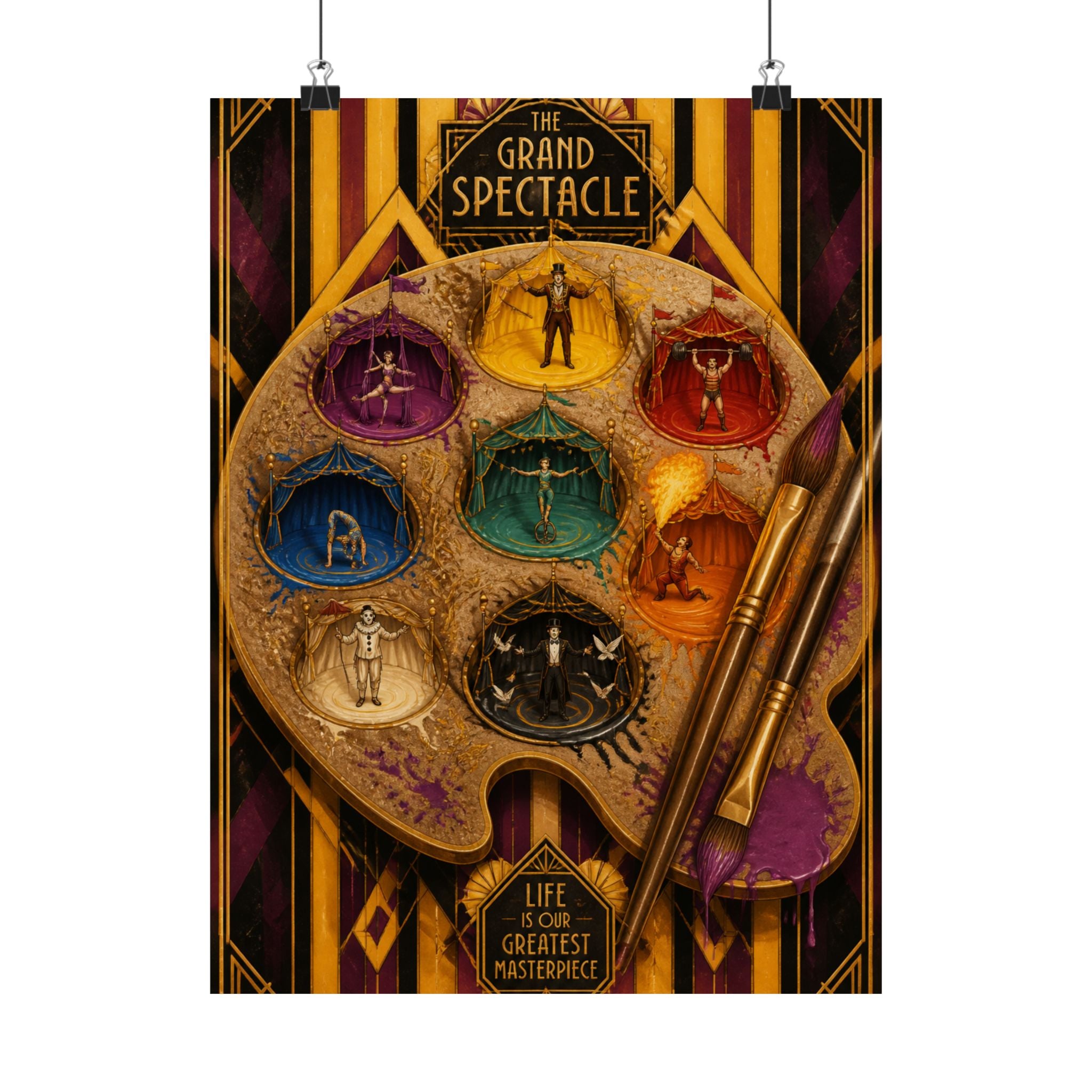 Paint Palette Stage Wall Art Poster 24×36 Art Deco Bar Area Decor Maximalist Print