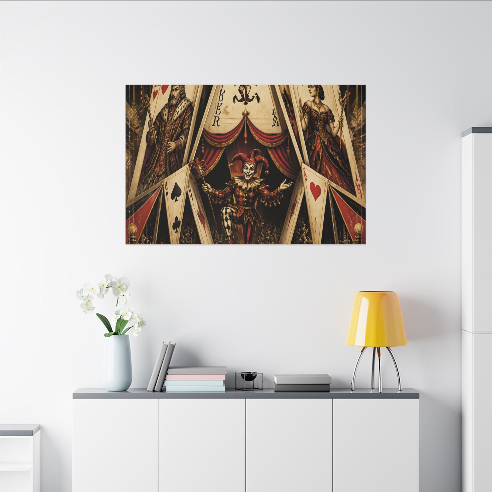 Playing Cards Tent Wall Art Canvas 24×36 Art Deco Bar Area Decor Maximalist Print