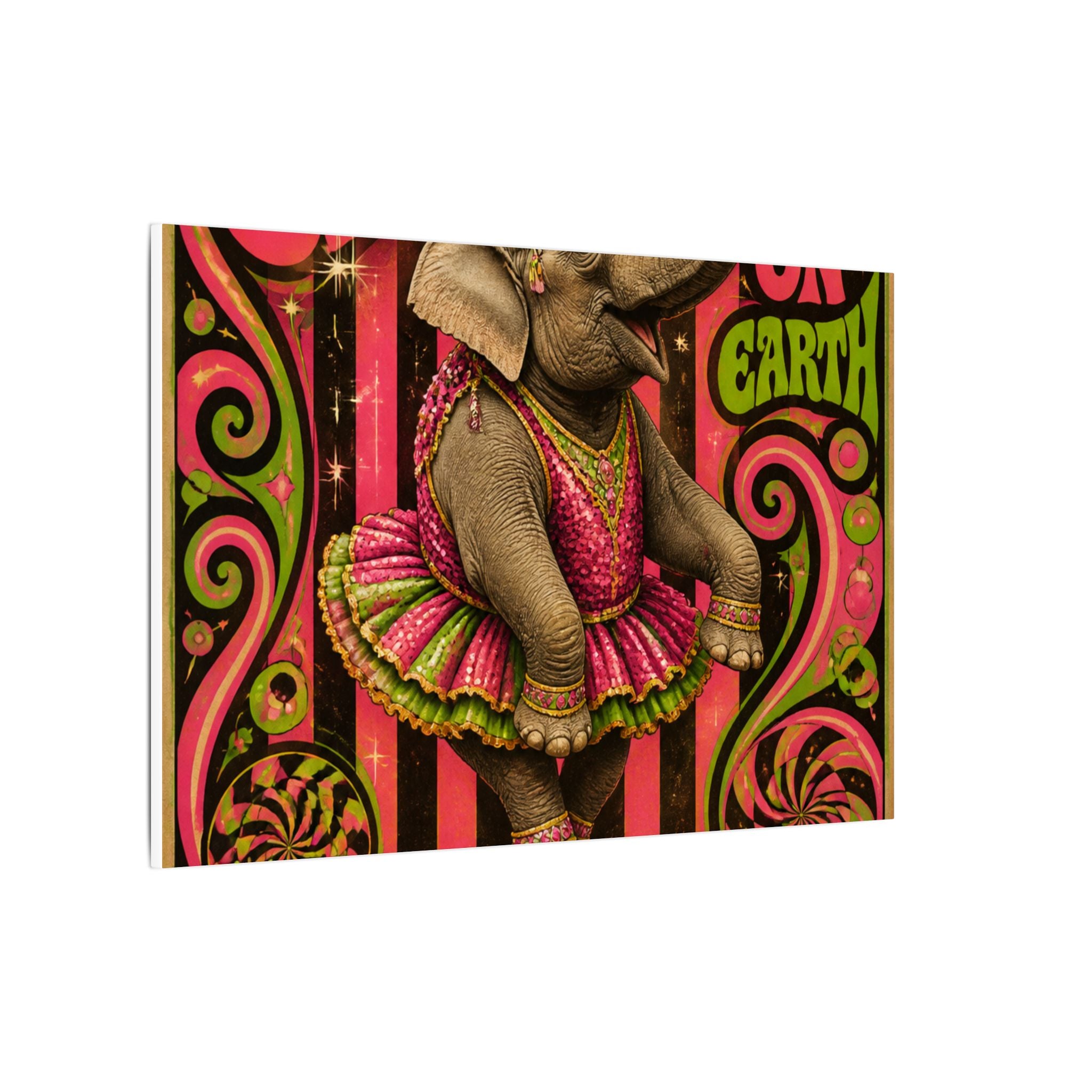 Elephant on Ball Wall Art Canvas 24×36 Psychedelic Dining Room Decor Maximalist Print