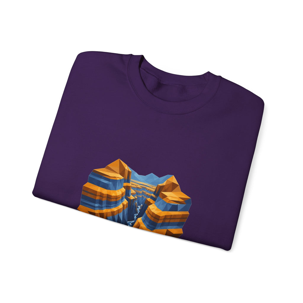 Matching Couple Sweatshirt - Lavender Fields & Canyon Matching Couple Premium Fleece Sweatshirt Geometric Art His Hers Love Gift - Design B