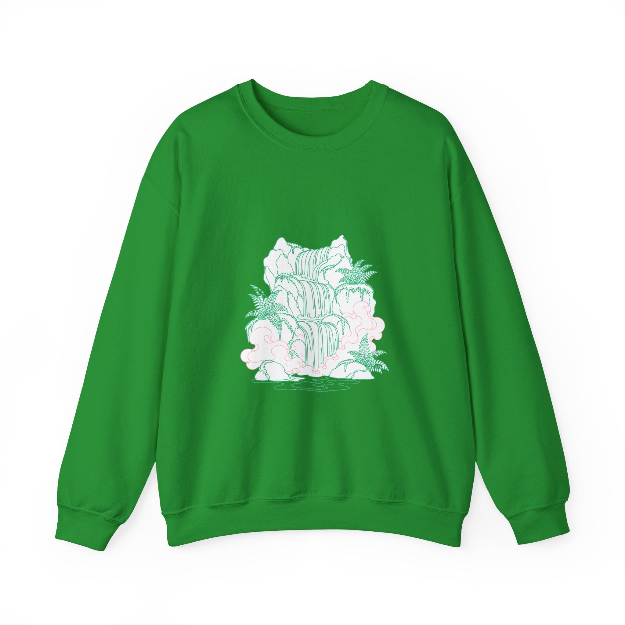 Matching Couple Sweatshirt - Wildfire & Waterfall Matching Couple Premium Fleece Sweatshirt Minimalist Art His Hers Christmas Gift - Design B