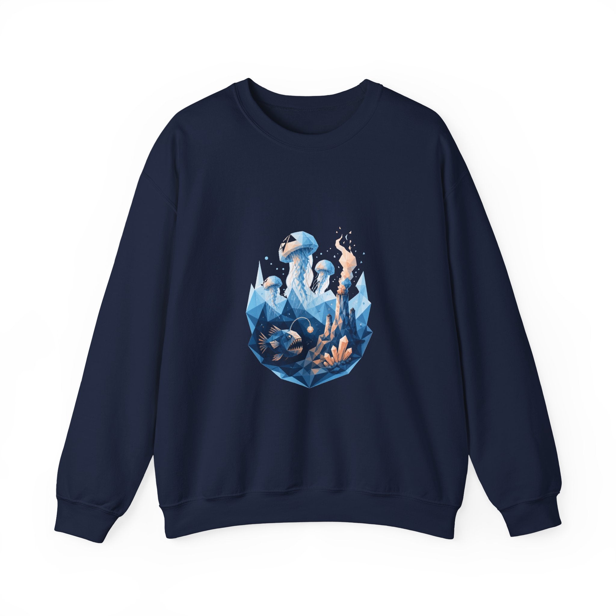 Matching Couple Sweatshirt - Coral Reef & Deep Sea Matching Couple Crewneck Sweatshirt Geometric Art His Hers Couple Gift - Design B