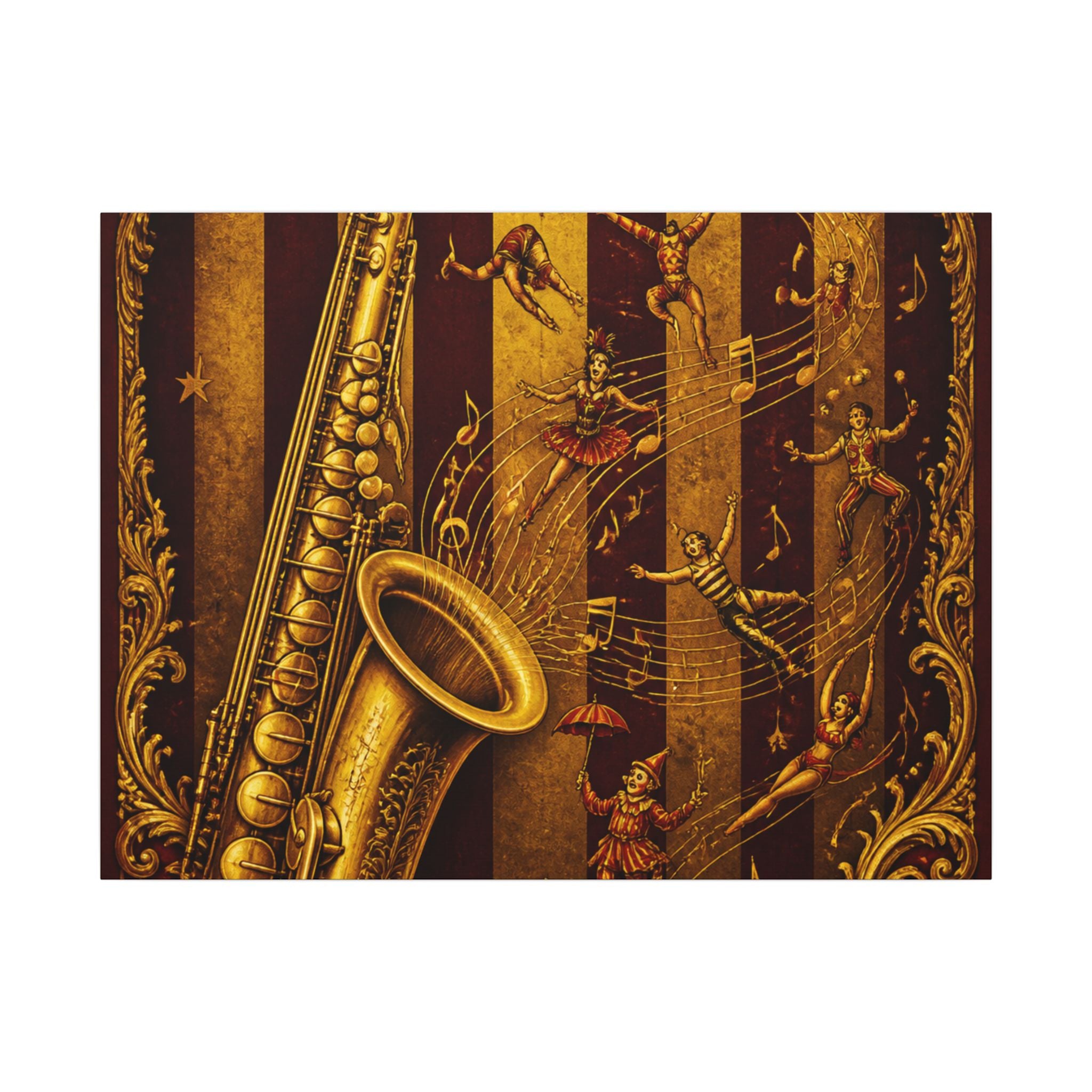 Saxophone Music Circus Wall Art Canvas 16×20 Baroque Home Office Decor Maximalist Print