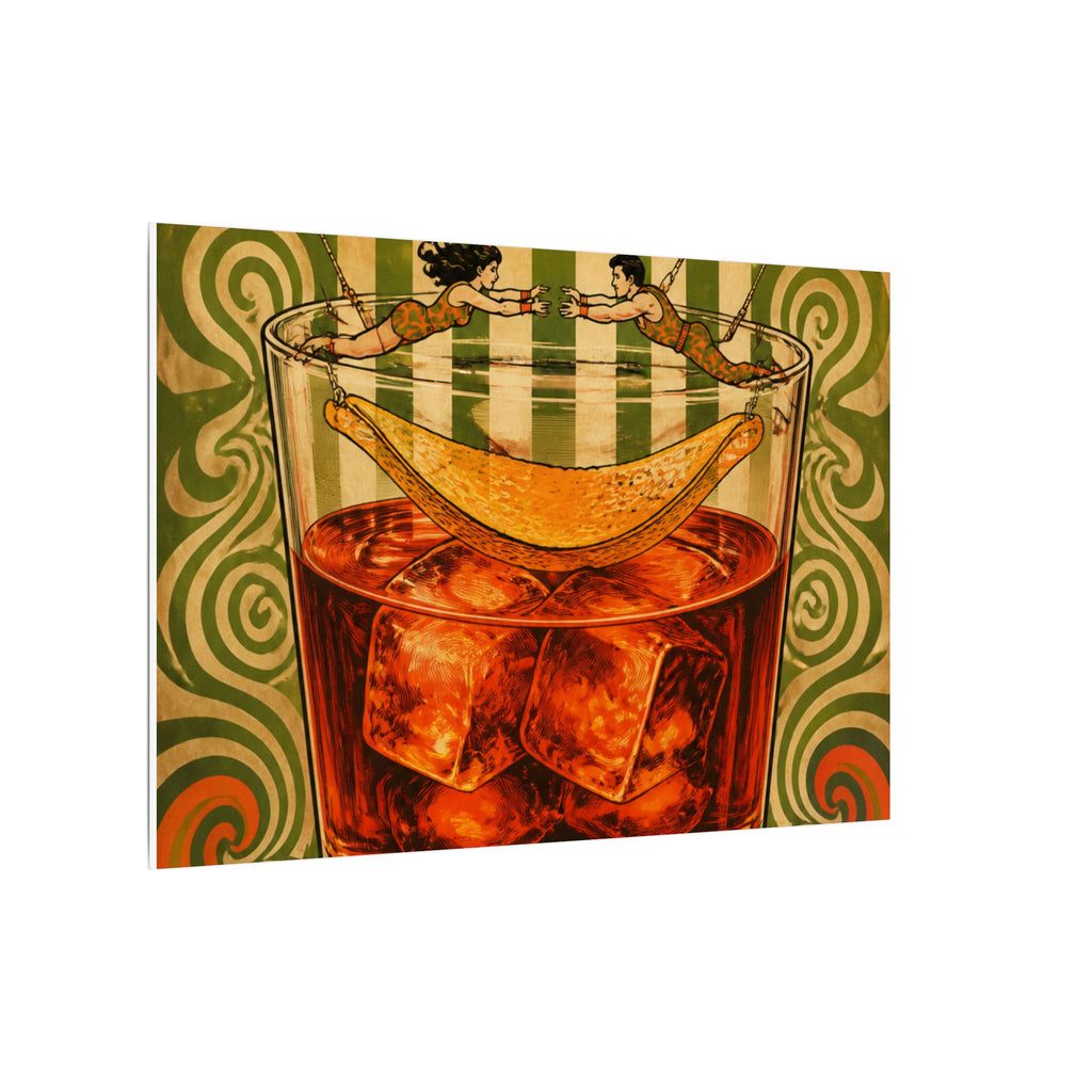Negroni Trapeze Act Wall Art Canvas 24×36 Psychedelic Dining Room Decor Maximalist Print
