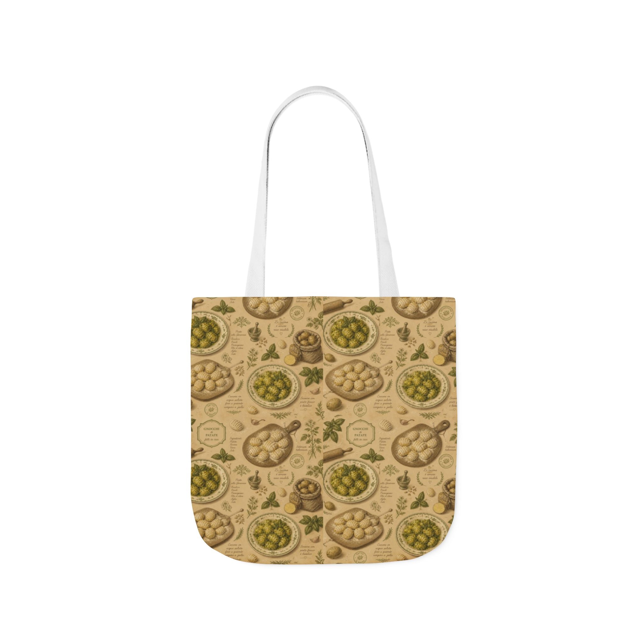 Potato Gnocchi Canvas Tote Bag Mediterranean Kitchen Botanical Design Italian Cottagecore Gift