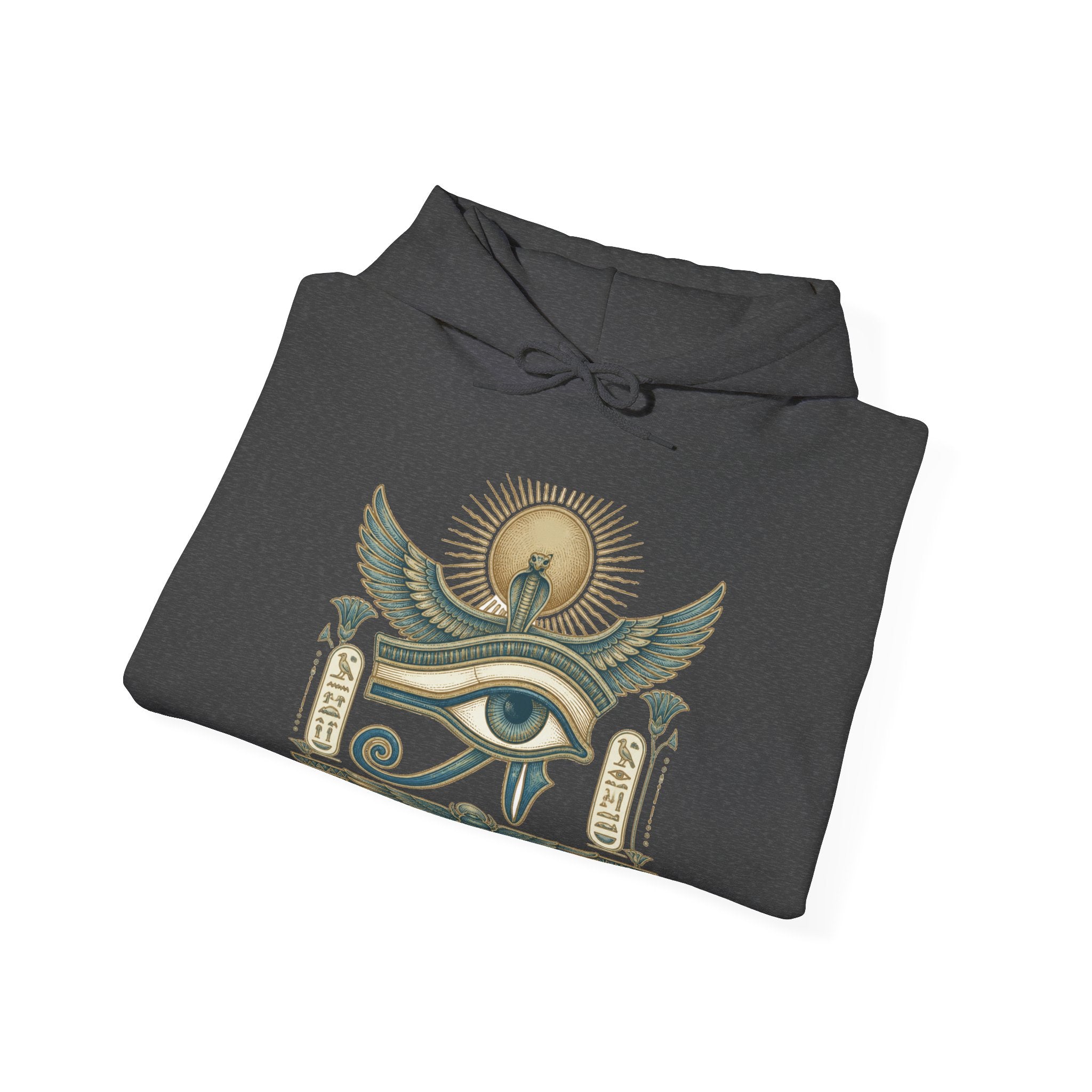 Matching Couple Sweatshirt - Eye of Ra & Horus Matching Couple Hooded Sweatshirt Vintage Art His Hers Wedding Gift - Design A