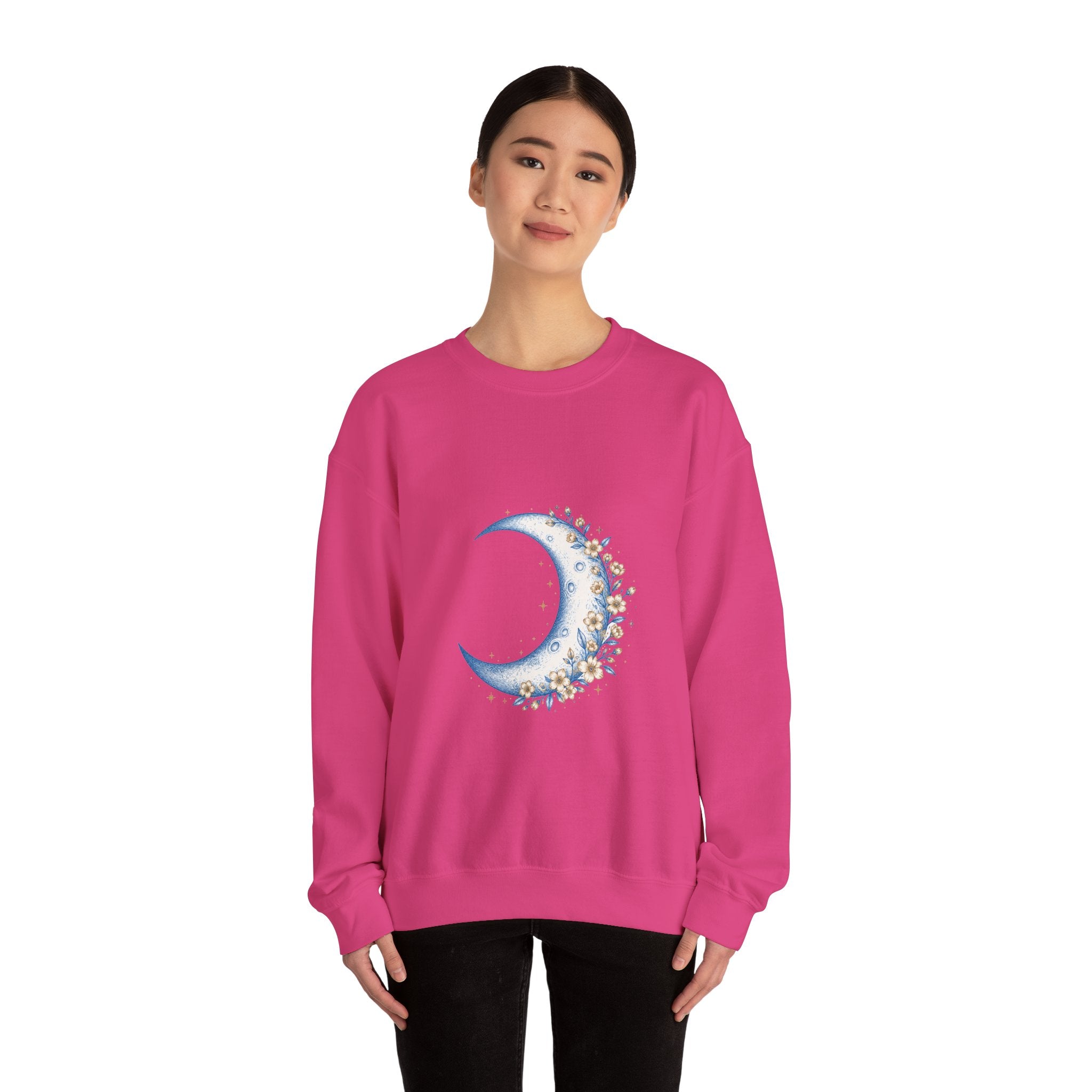 Matching Couple Sweatshirt - Waxing & Waning Moon Matching Couple Crewneck Sweatshirt Hand-Drawn Art His Hers Best Friend Gift - Design A