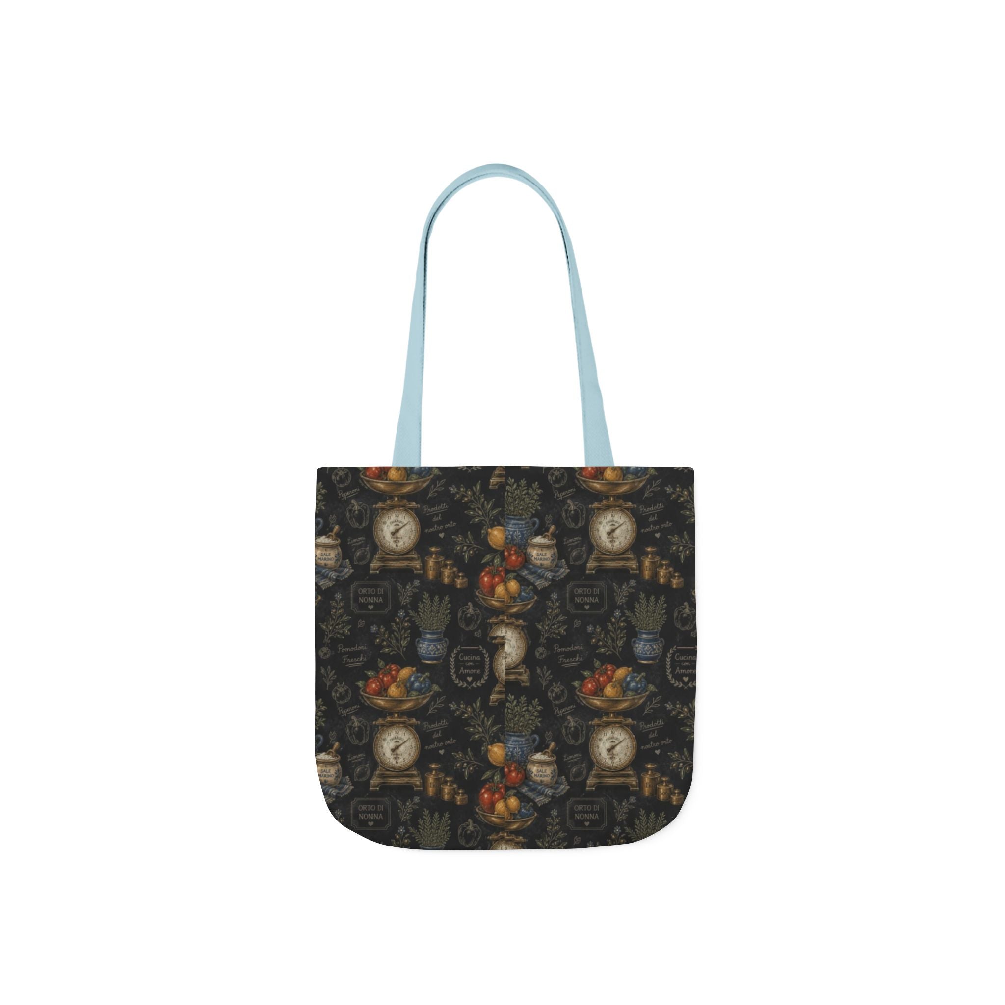 Vintage Kitchen Scale Canvas Tote Bag Mediterranean Kitchen Chalk Art Design Italian Cottagecore Gift