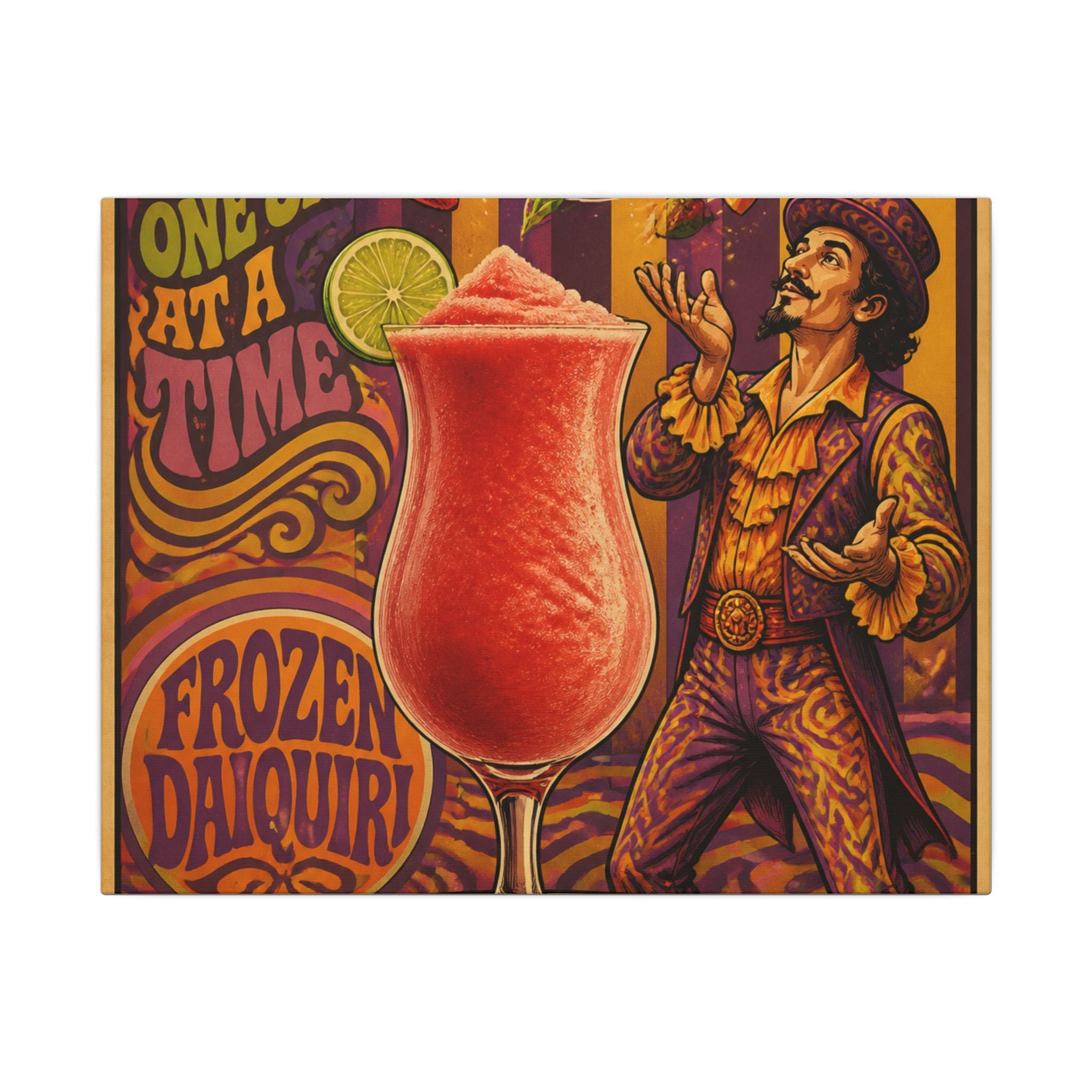 Daiquiri Fruit Juggler Wall Art Canvas 24×36 Psychedelic Dining Room Decor Maximalist Print