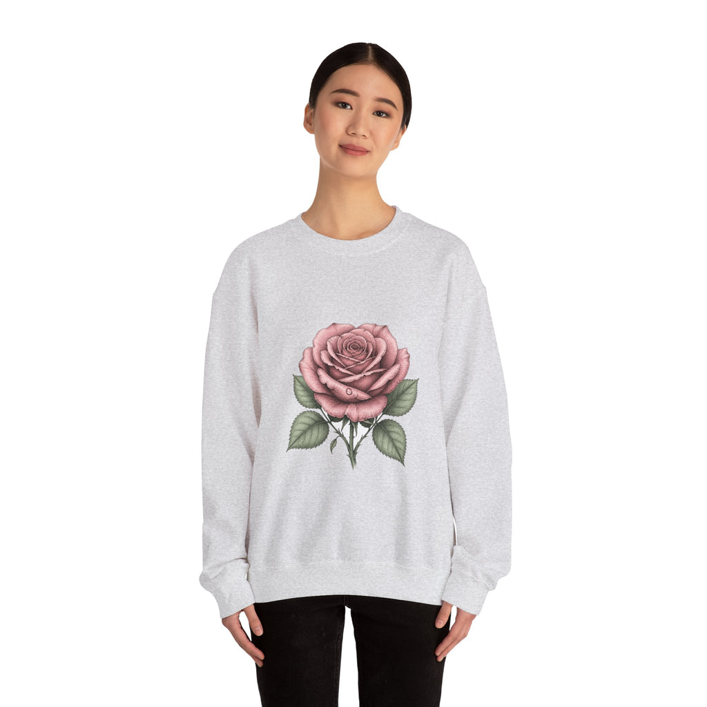 Matching Couple Sweatshirt - Rose & Thorn Matching Couple Comfort Colors Crew Hand-Drawn Art His Hers Anniversary Gift - Design A