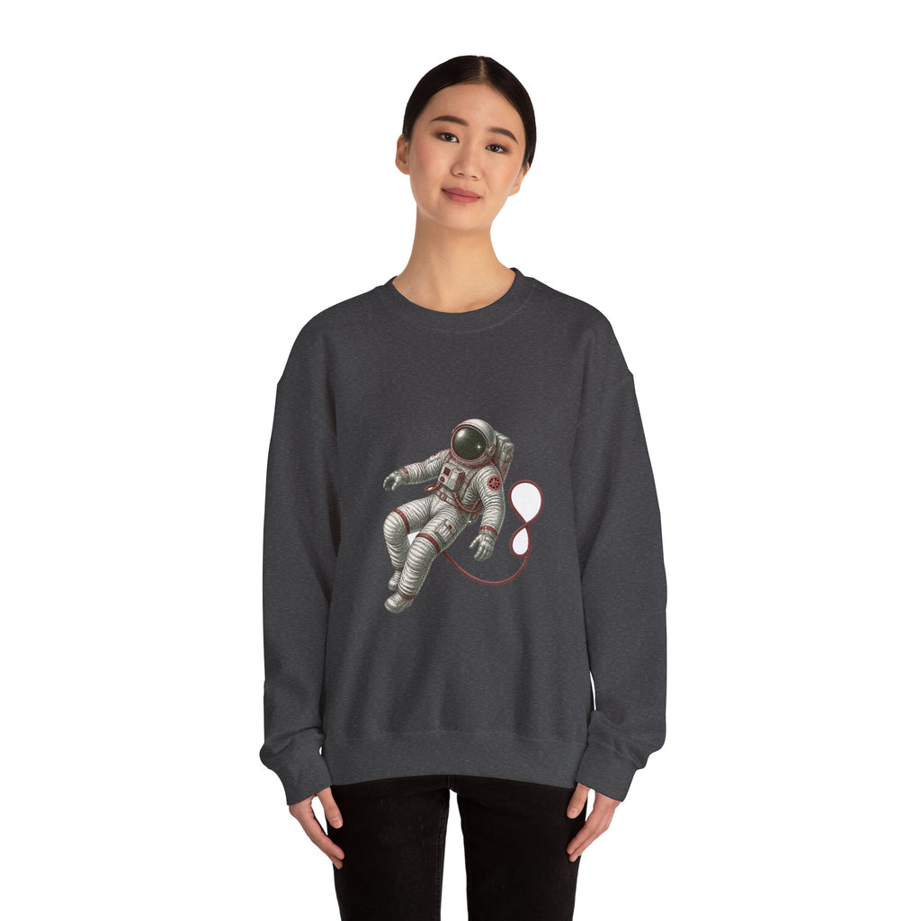 Matching Couple Sweatshirt - Astronaut & Planet Matching Couple Crewneck Sweatshirt Vintage Art His Hers Wedding Gift - Design A