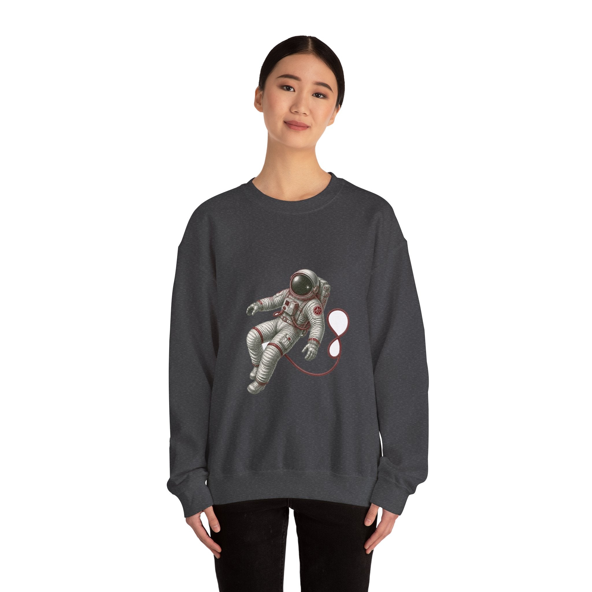 Matching Couple Sweatshirt - Astronaut & Planet Matching Couple Crewneck Sweatshirt Vintage Art His Hers Wedding Gift - Design A