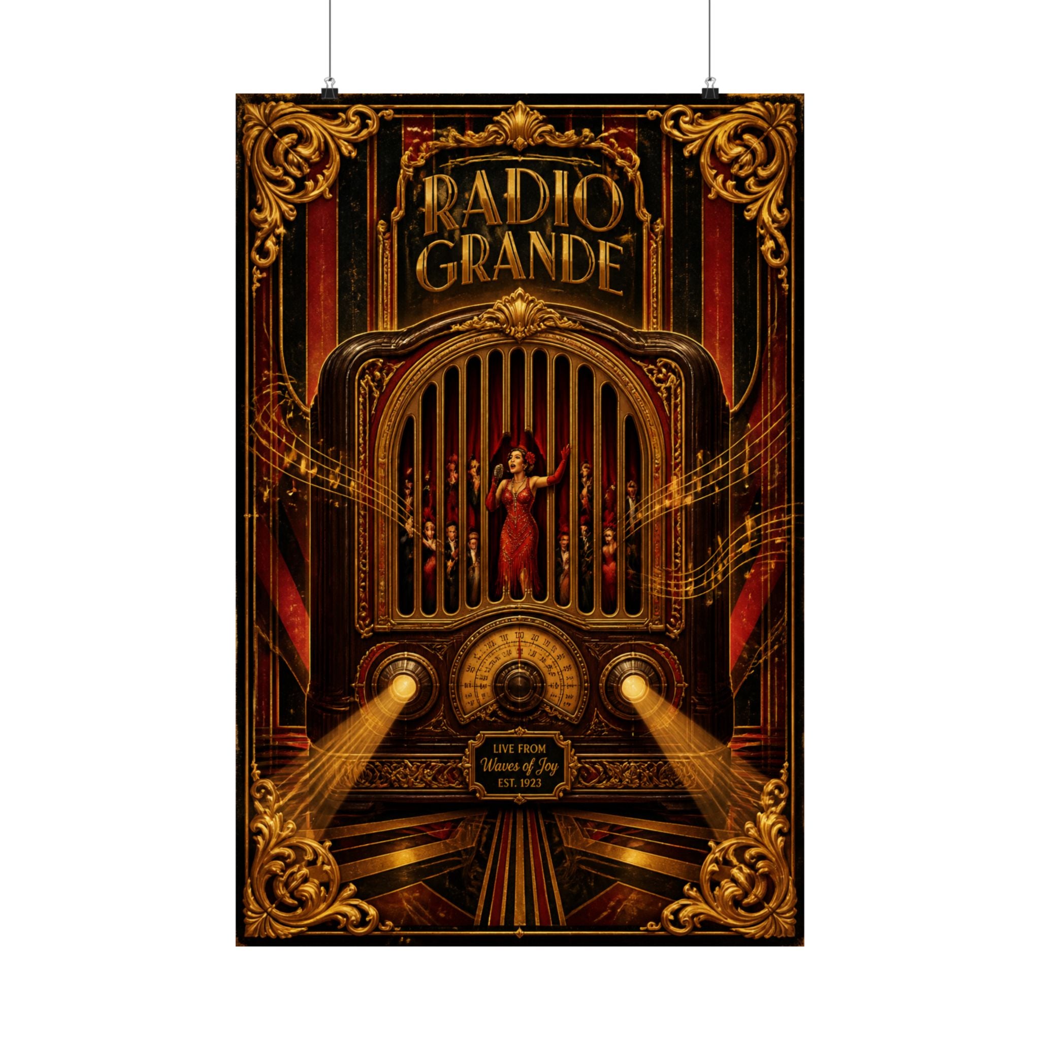 Vintage Radio Stage Wall Art Poster 18×24 Baroque Home Office Decor Maximalist Print