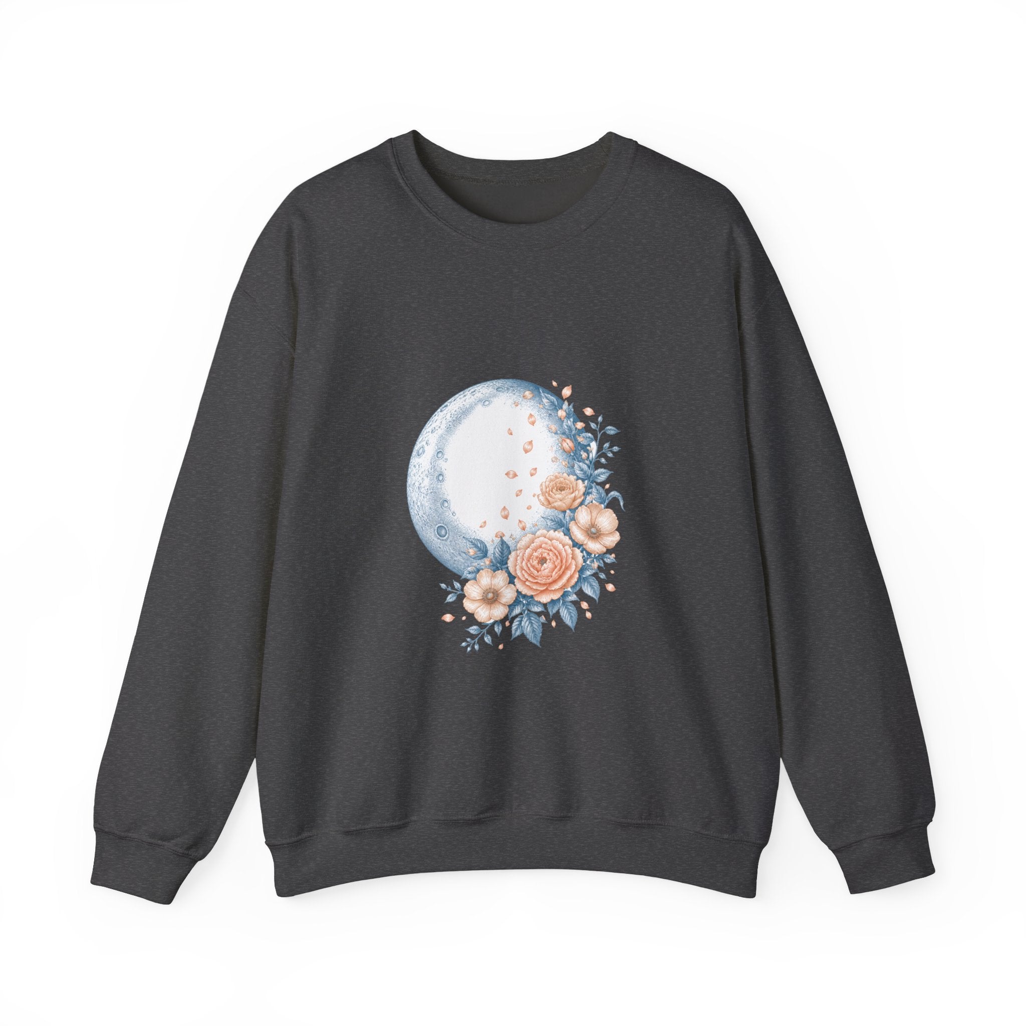 Matching Couple Sweatshirt - Waxing & Waning Moon Matching Couple Crewneck Sweatshirt Vintage Art His Hers Wedding Gift - Design B