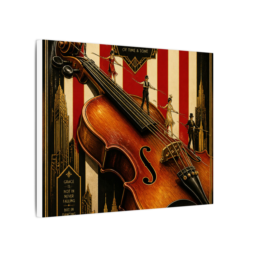 Violin Tightrope Bridge Wall Art Canvas 16×20 Art Deco Entryway Decor Maximalist Print