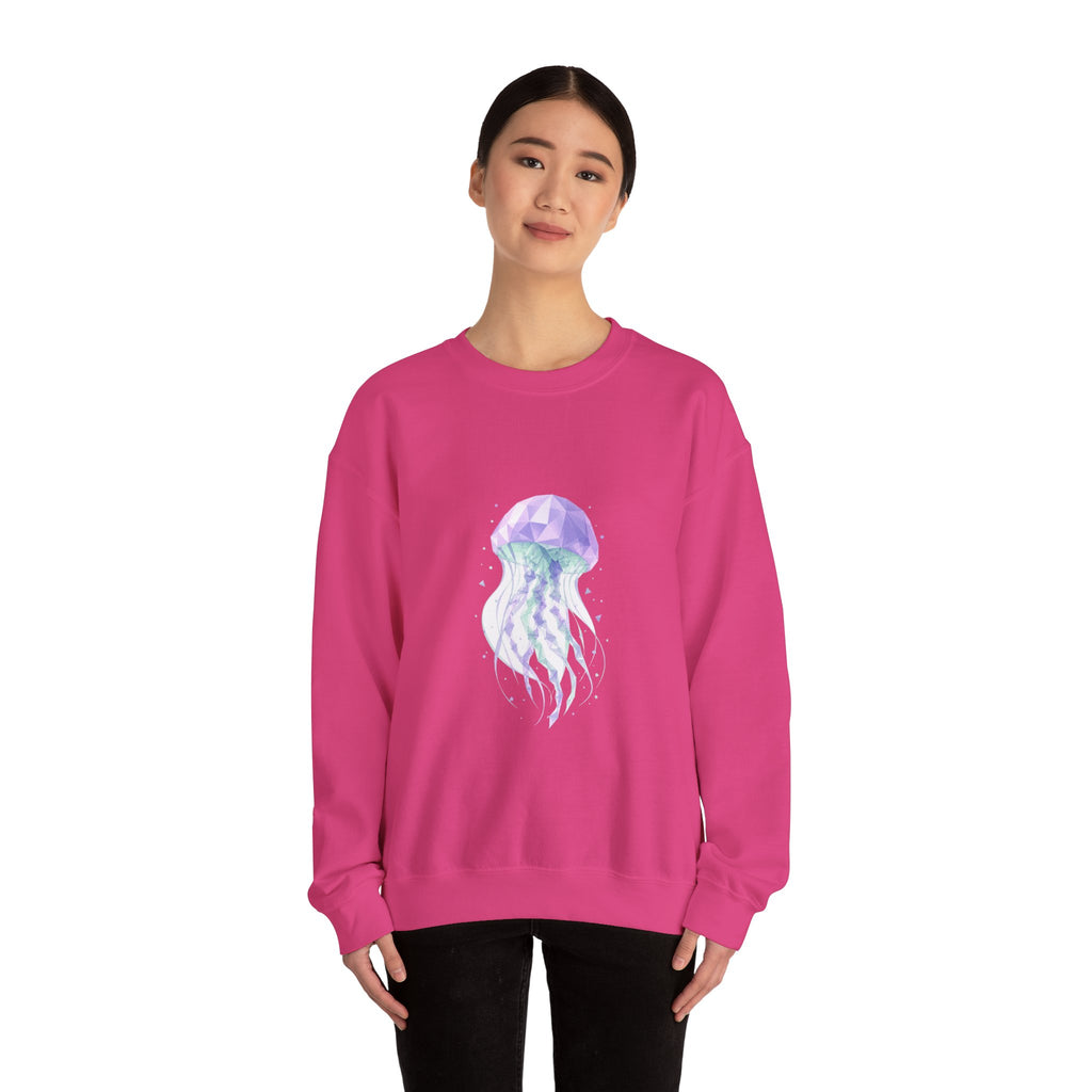 Matching Couple Sweatshirt - Octopus & Jellyfish Matching Couple Crewneck Sweatshirt Geometric Art His Hers Couple Gift - Design B