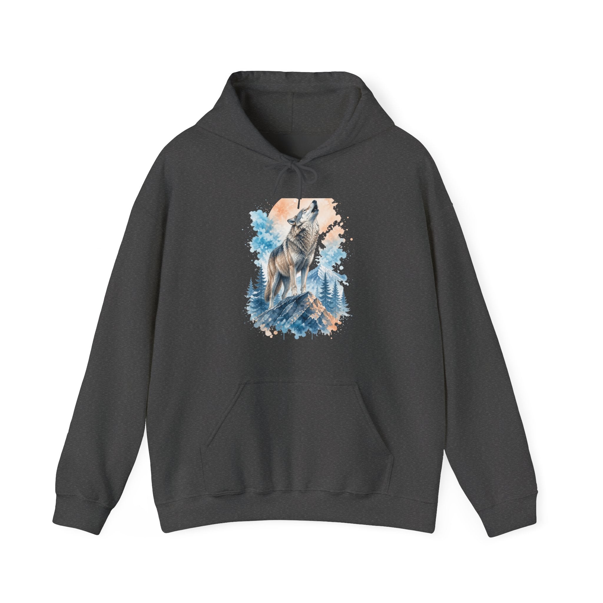 Matching Couple Sweatshirt - Wolf & Dove Matching Couple Hooded Sweatshirt Watercolor Art His Hers Engagement Gift - Design A