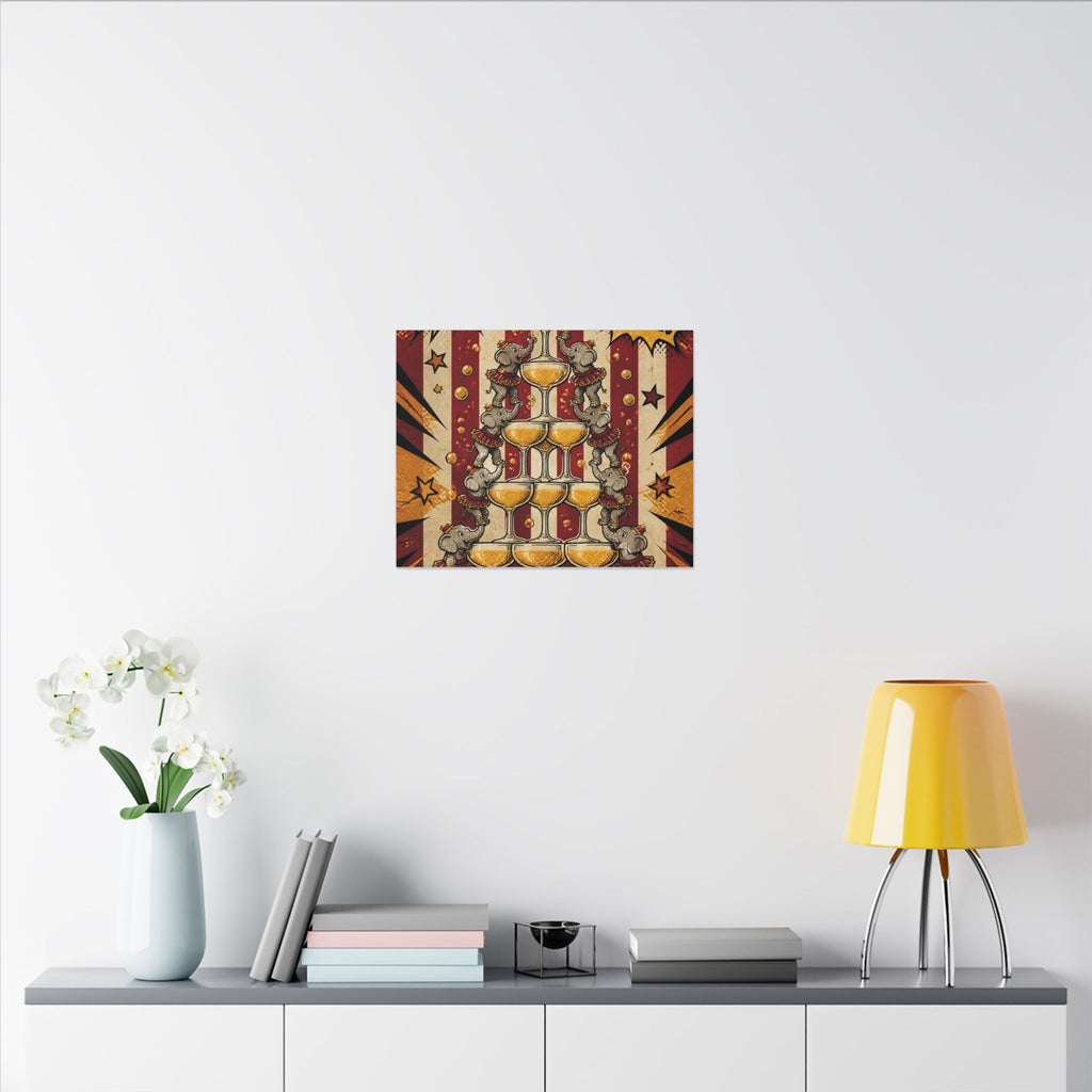 Champagne Tower Elephants Wall Art Canvas 24×36 Pop Art Restaurant Decor Maximalist Print