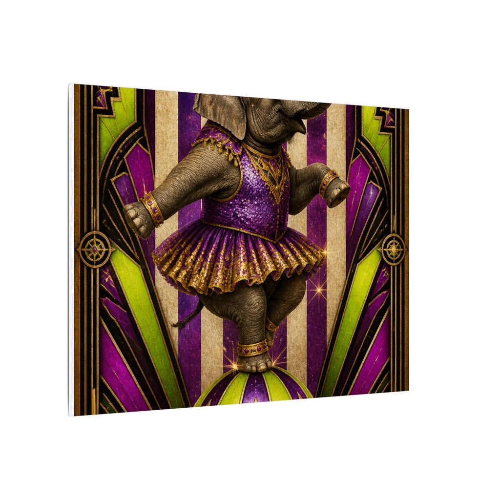 Elephant on Ball Wall Art Canvas 24×36 Art Deco Bar Area Decor Maximalist Print