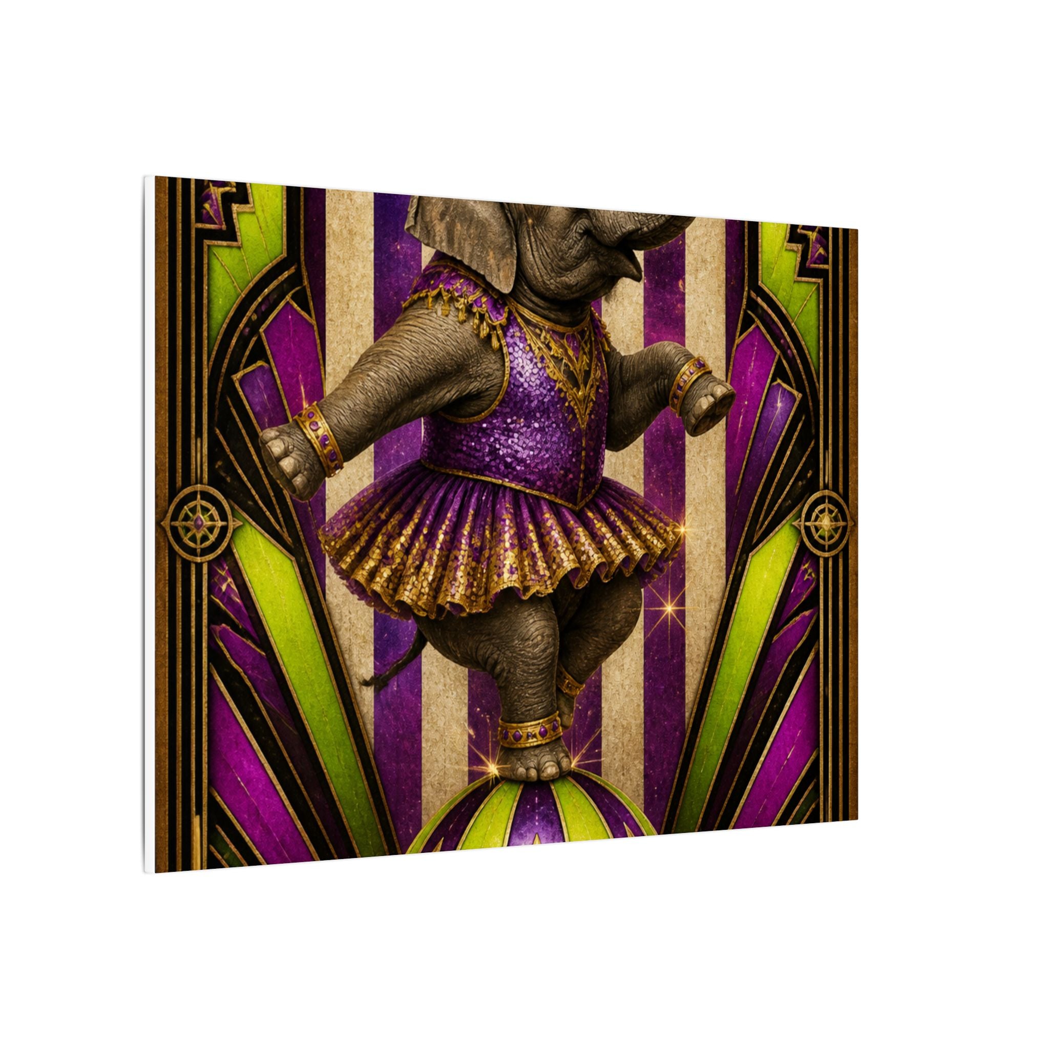 Elephant on Ball Wall Art Canvas 24×36 Art Deco Bar Area Decor Maximalist Print