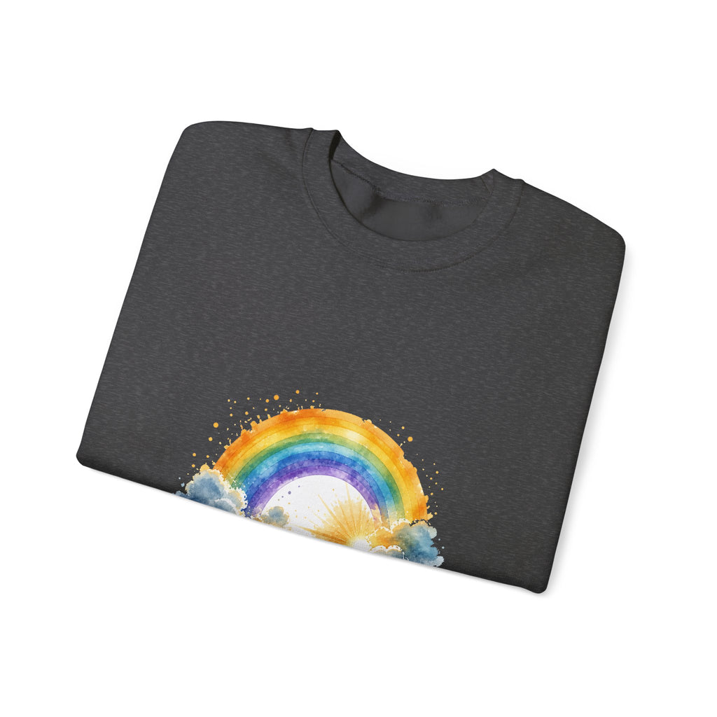 Matching Couple Sweatshirt - Storm & Rainbow Matching Couple Premium Fleece Sweatshirt Watercolor Art His Hers Birthday Gift - Design B