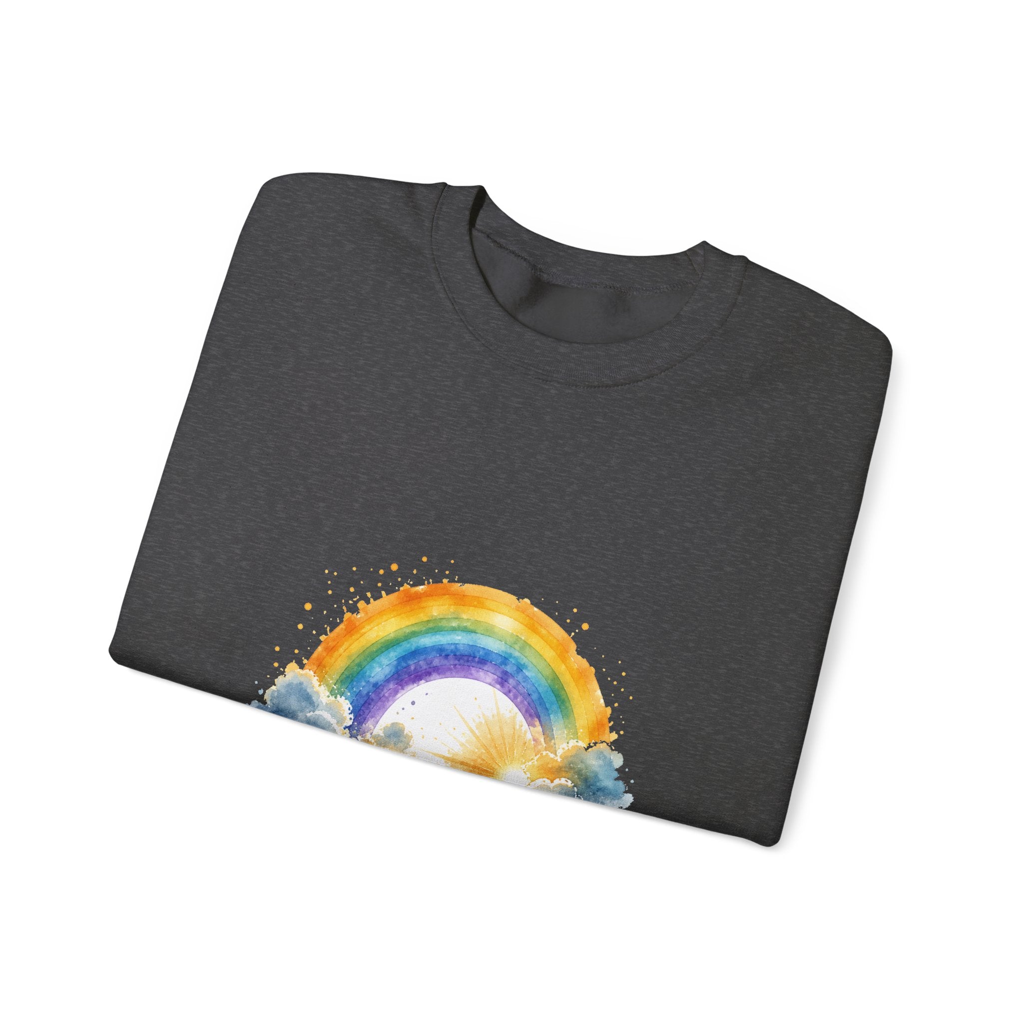 Matching Couple Sweatshirt - Storm & Rainbow Matching Couple Premium Fleece Sweatshirt Watercolor Art His Hers Birthday Gift - Design B