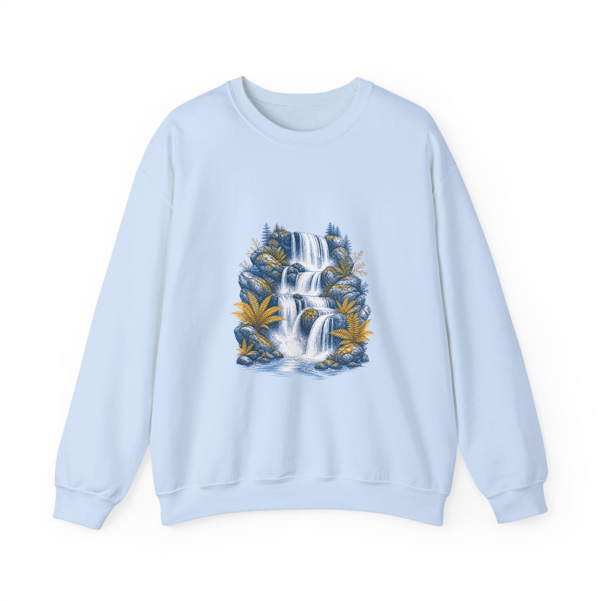 Matching Couple Sweatshirt - Wildfire & Waterfall Matching Couple Comfort Colors Crew Hand-Drawn Art His Hers Anniversary Gift - Design B