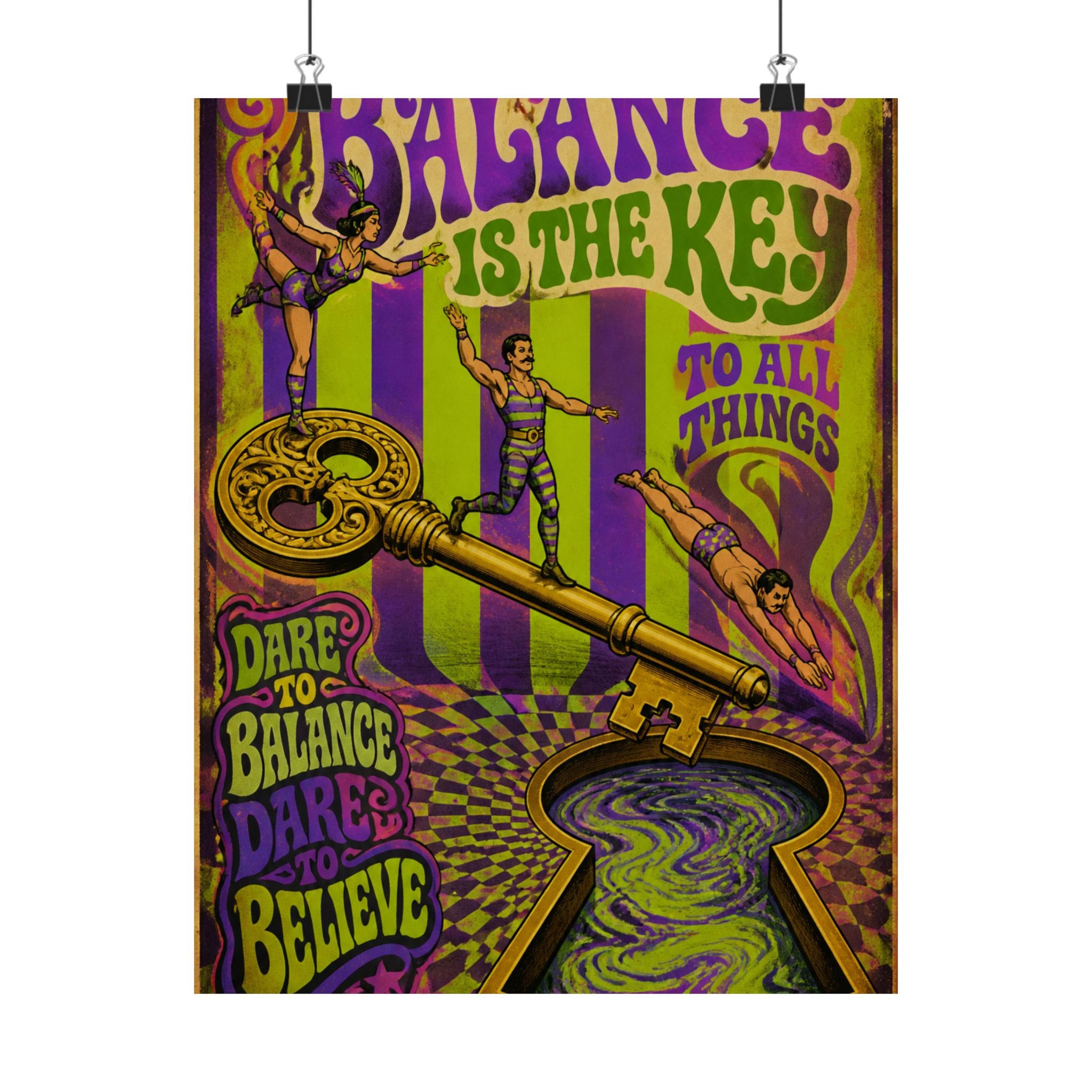 Giant Key Performance Wall Art Poster 18×24 Psychedelic Cafe Decor Maximalist Print