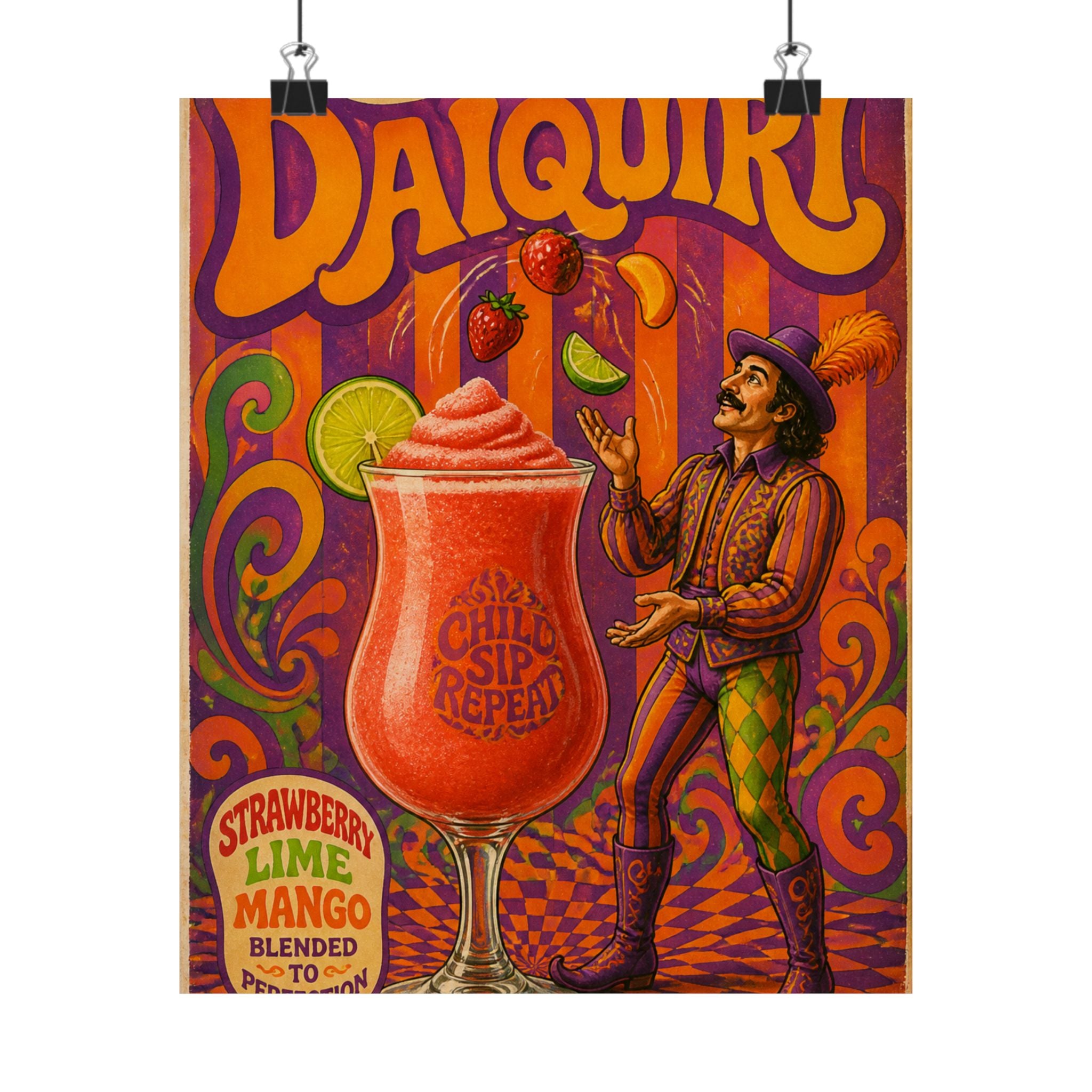 Daiquiri Fruit Juggler Wall Art Poster 24×36 Psychedelic Dining Room Decor Maximalist Print
