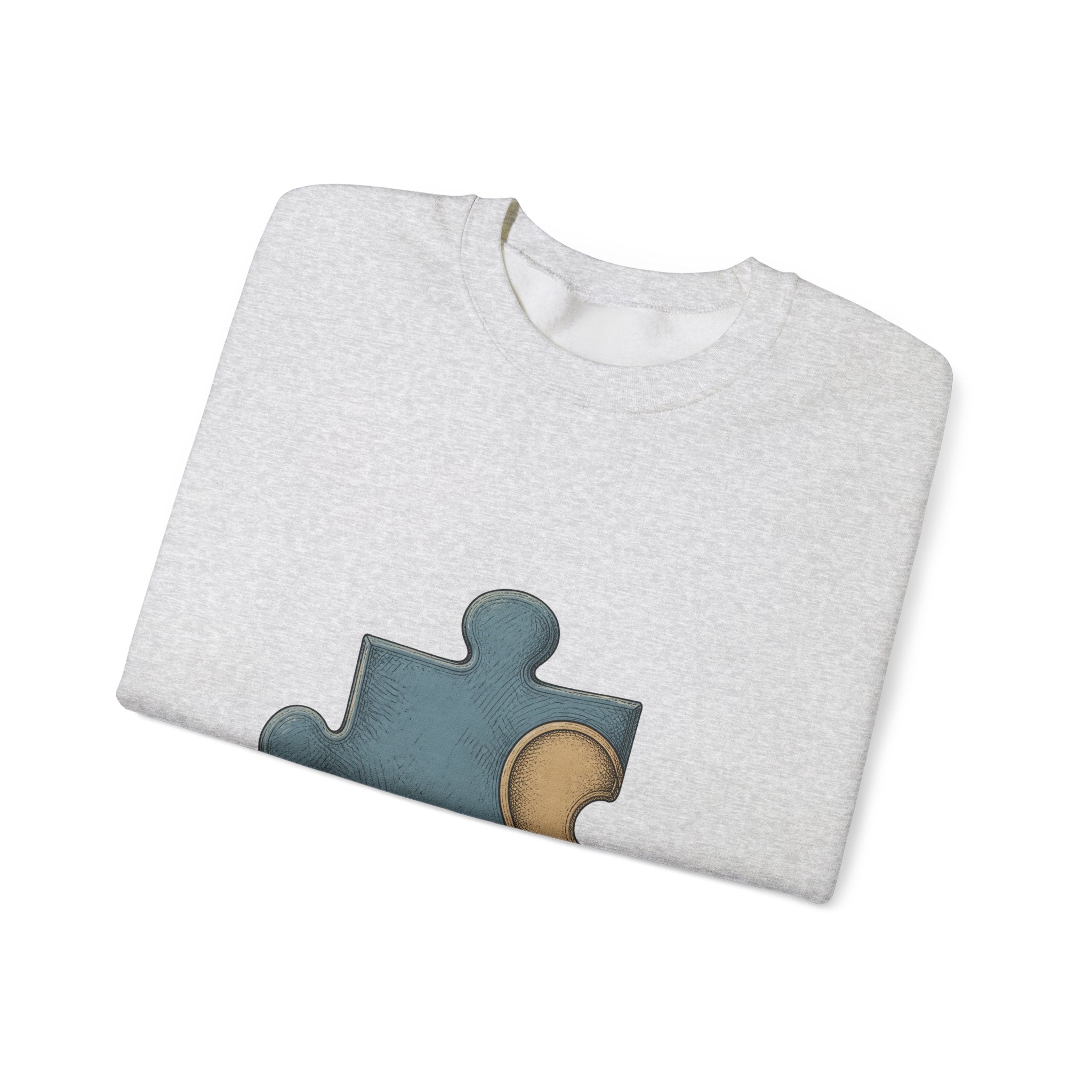 Matching Couple Sweatshirt - Puzzle Pieces Matching Couple Comfort Colors Crew Hand-Drawn Art His Hers Anniversary Gift - Design A